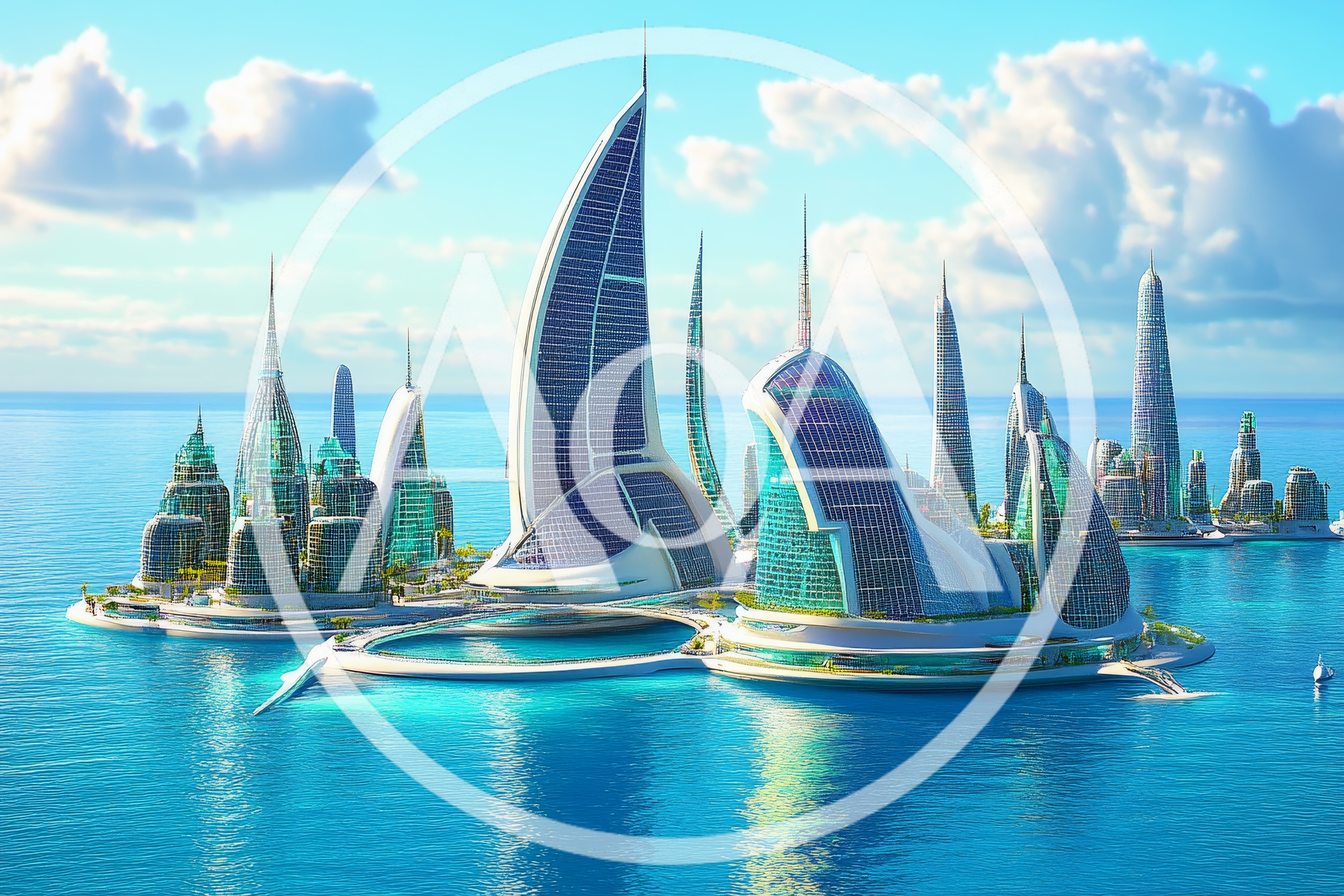 Futuristic Floating Cityscape With Modern Architectural Skyscrapers
