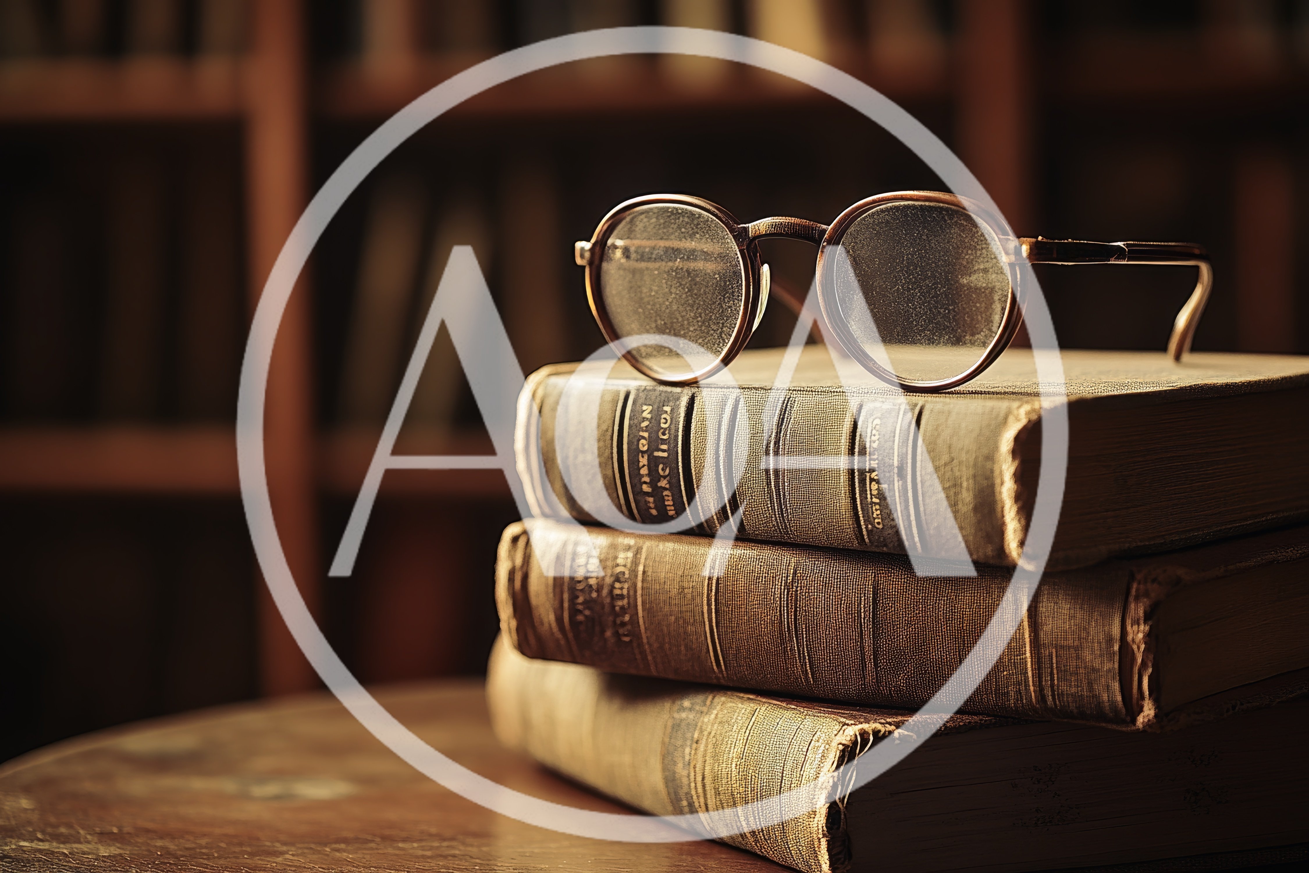 Vintage Round Glasses Resting On A Stack Of Books