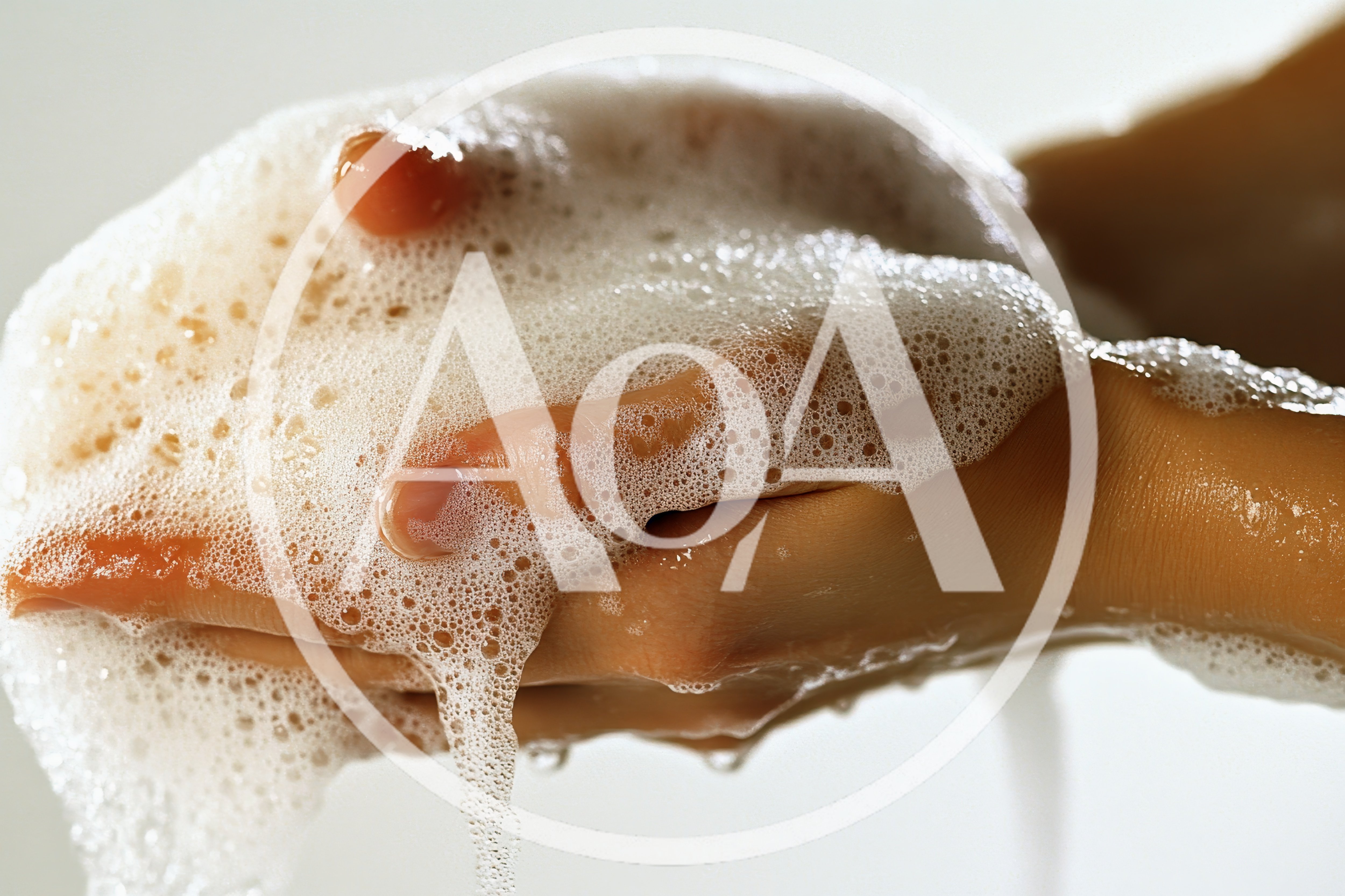 Hands Covered In Thick White Soap Suds