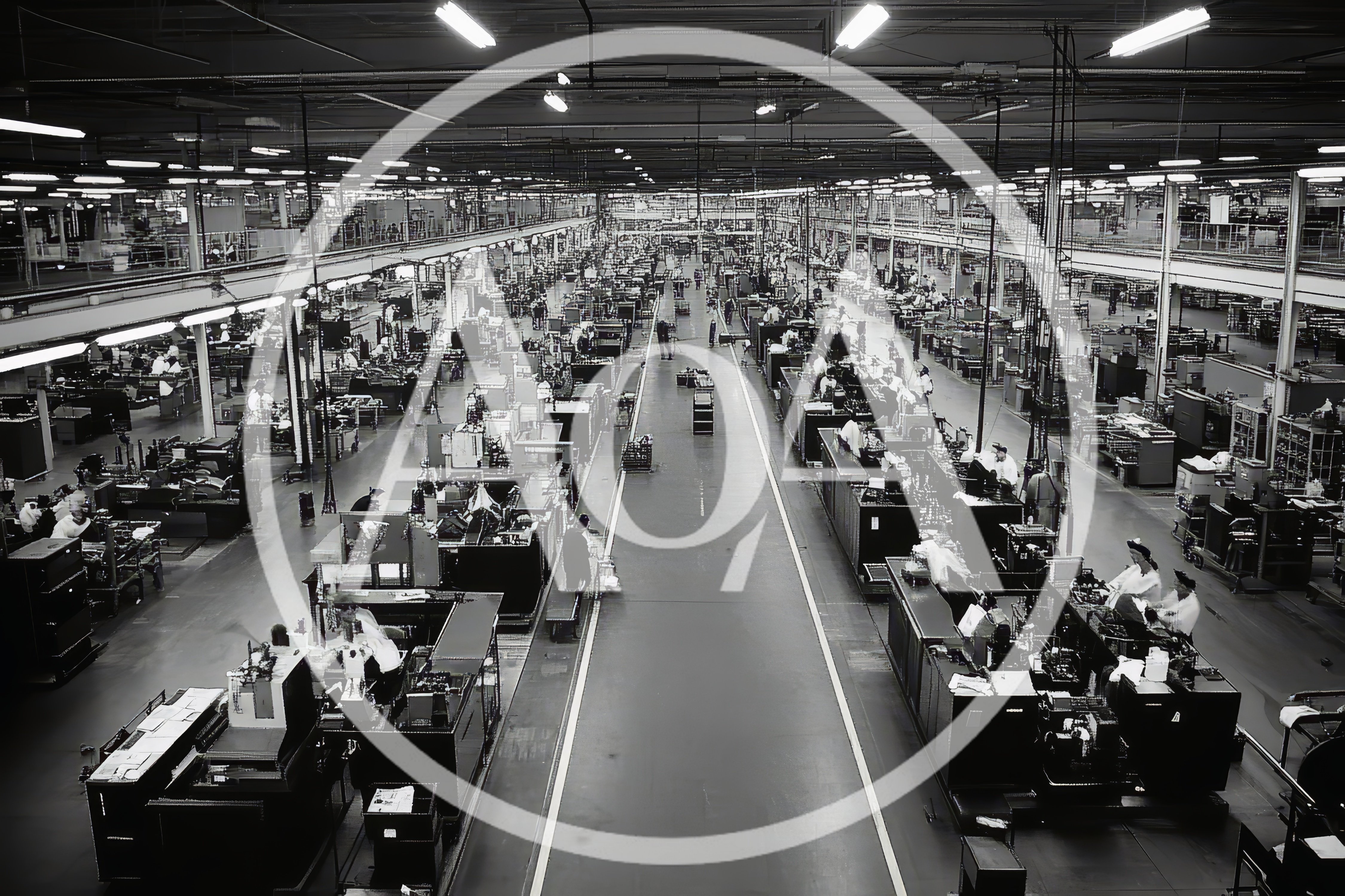 Wide Angle View Of A Busy Industrial Manufacturing Factory