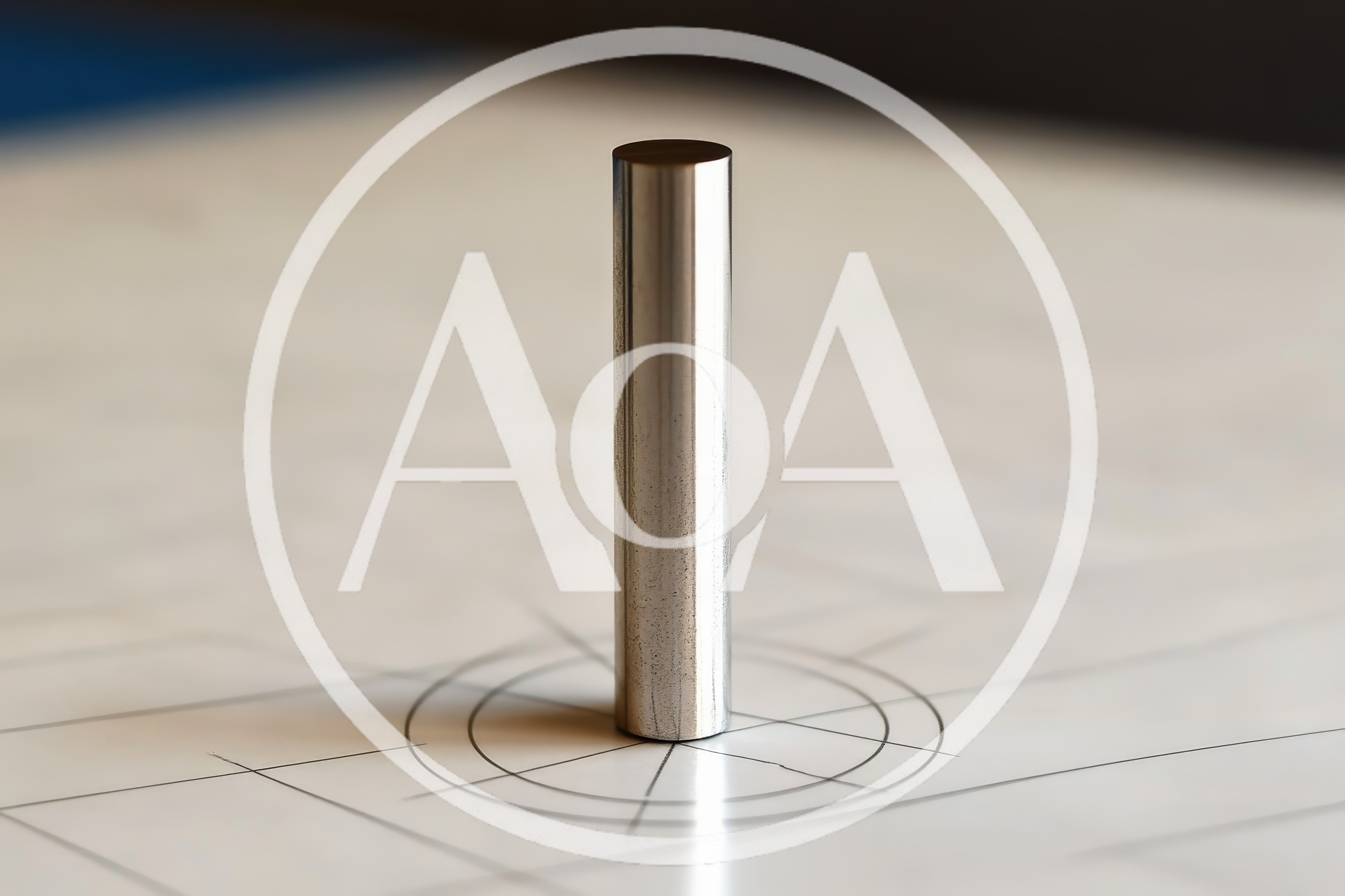 Metal Cylinder Standing Upright On Technical Drawing Paper