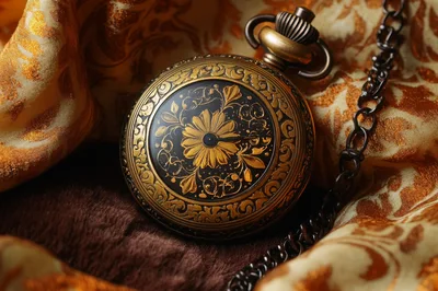 Antique Gold Pocket Watch With Floral Engraving