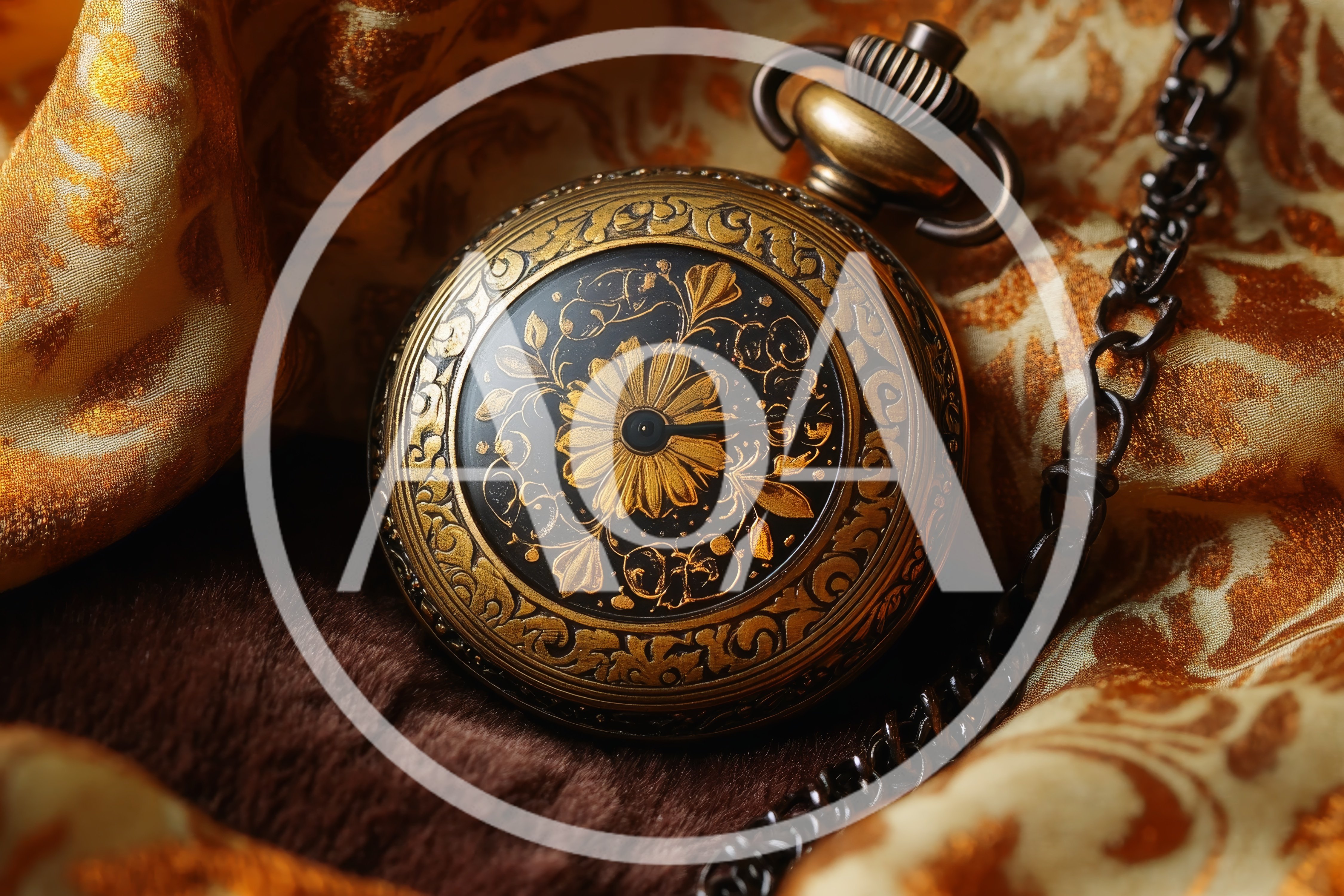 Antique Gold Pocket Watch With Floral Engraving