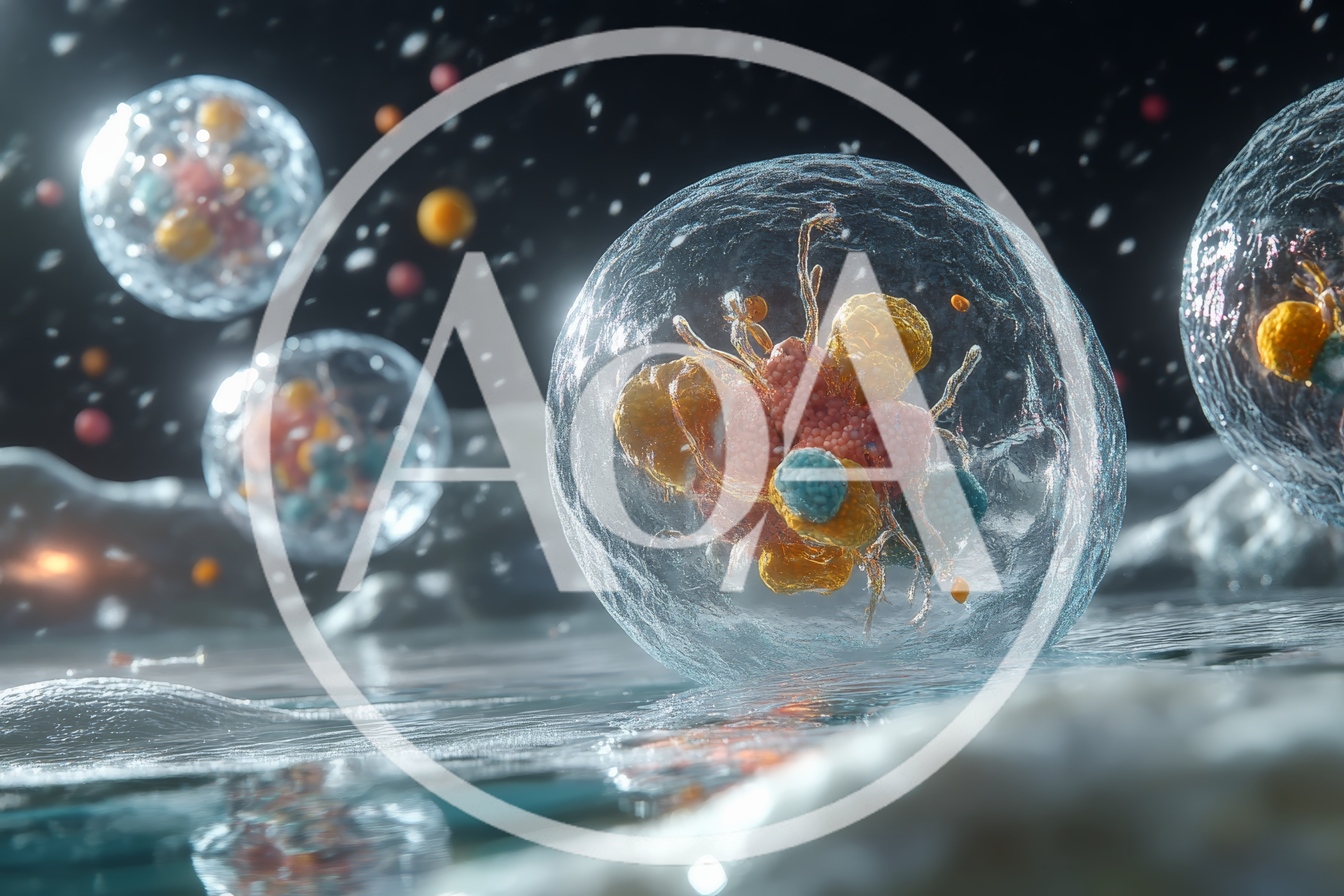 Microscopic View Of Biological Cells In Fluid Environment