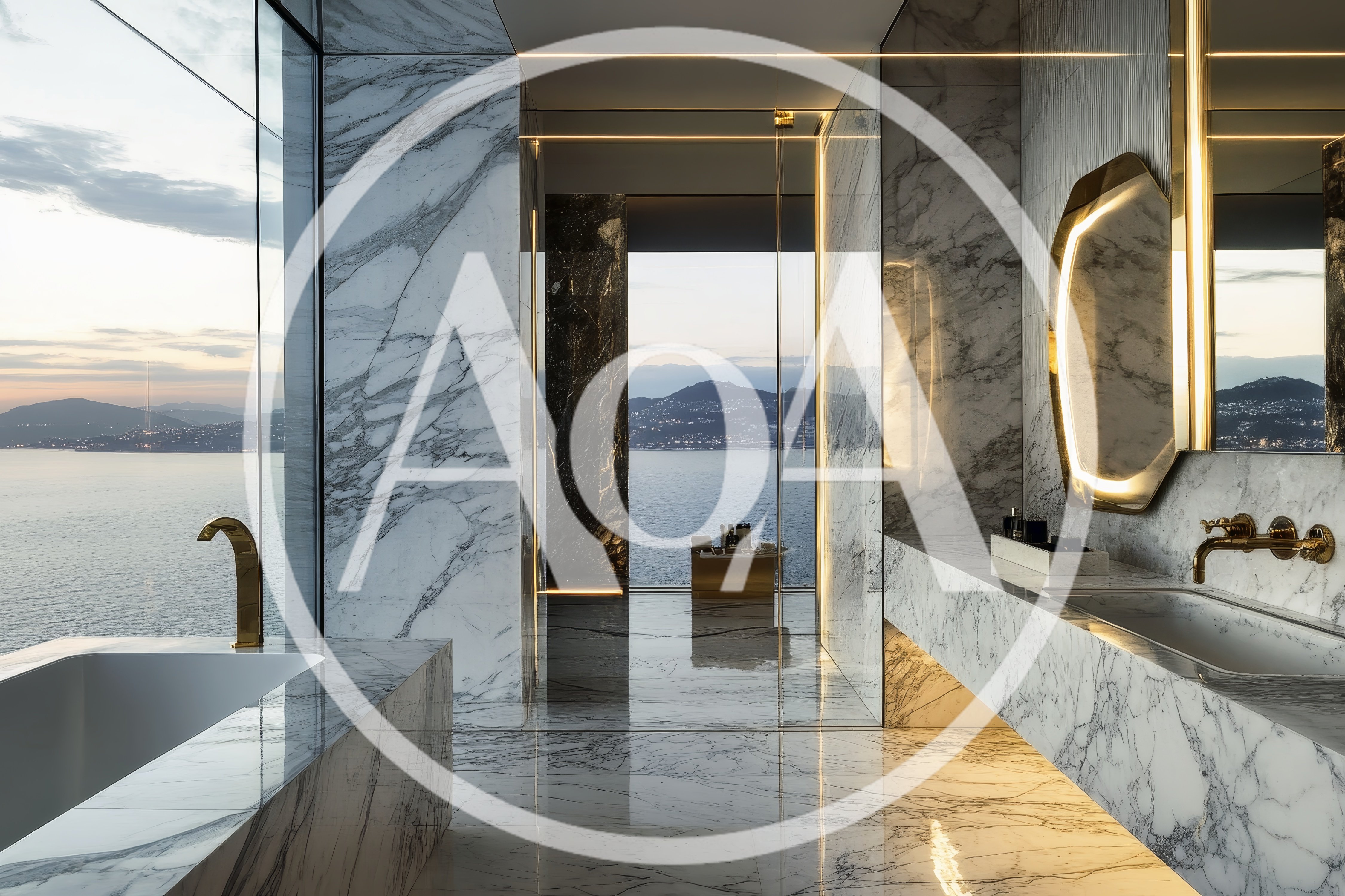 Luxury Modern Bathroom With Panoramic Ocean View