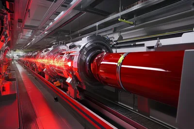 High Energy Particle Accelerator Tunnel Interior