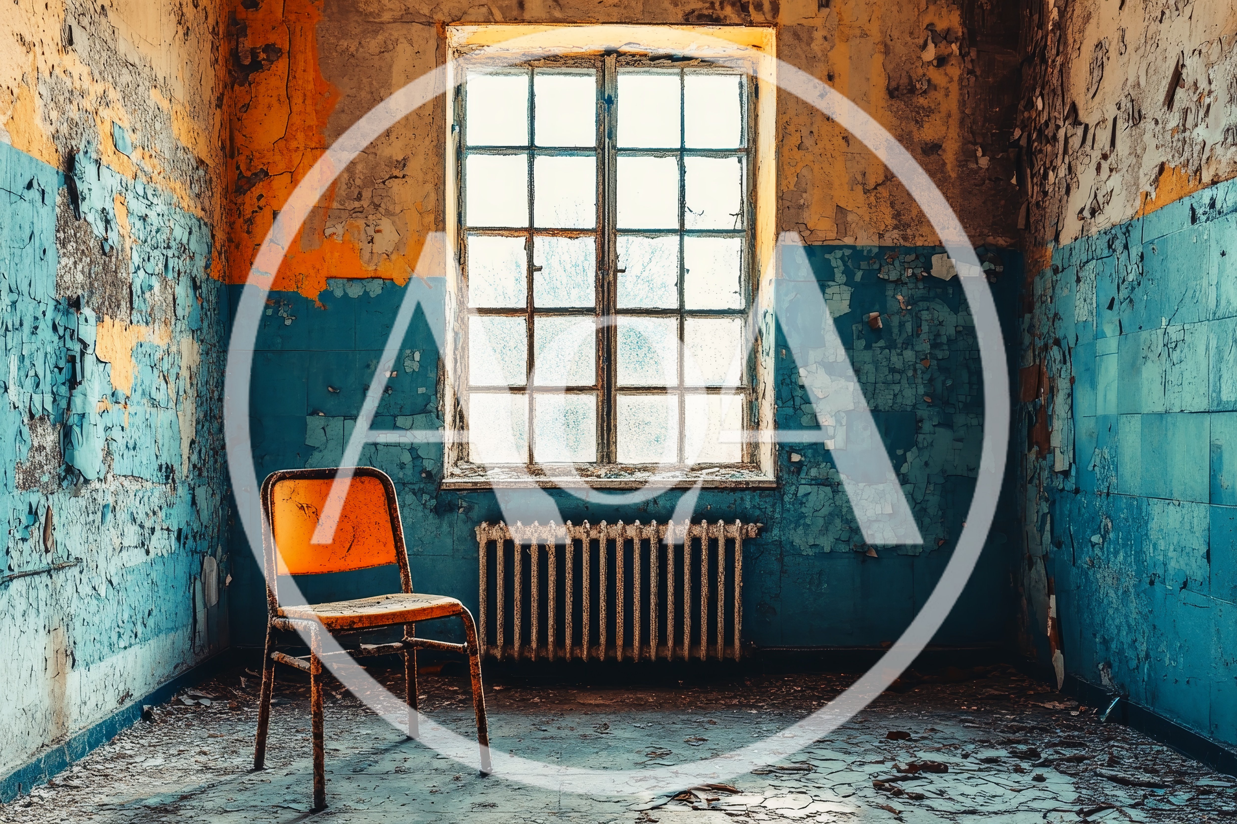 Abandoned Room With Rusty Chair And Old Radiator