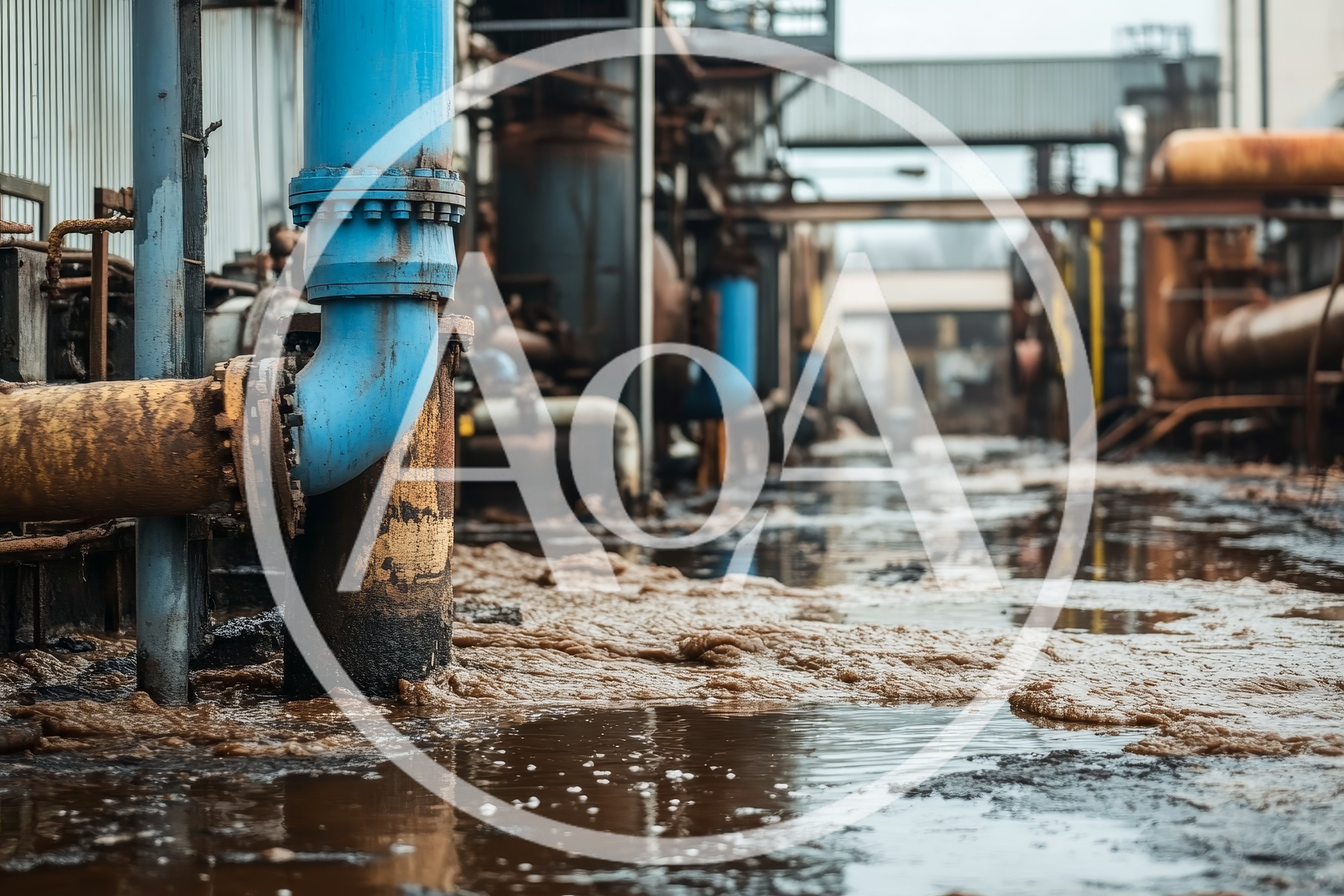 Industrial Wastewater Overflowing at a Chemical Processing Plant