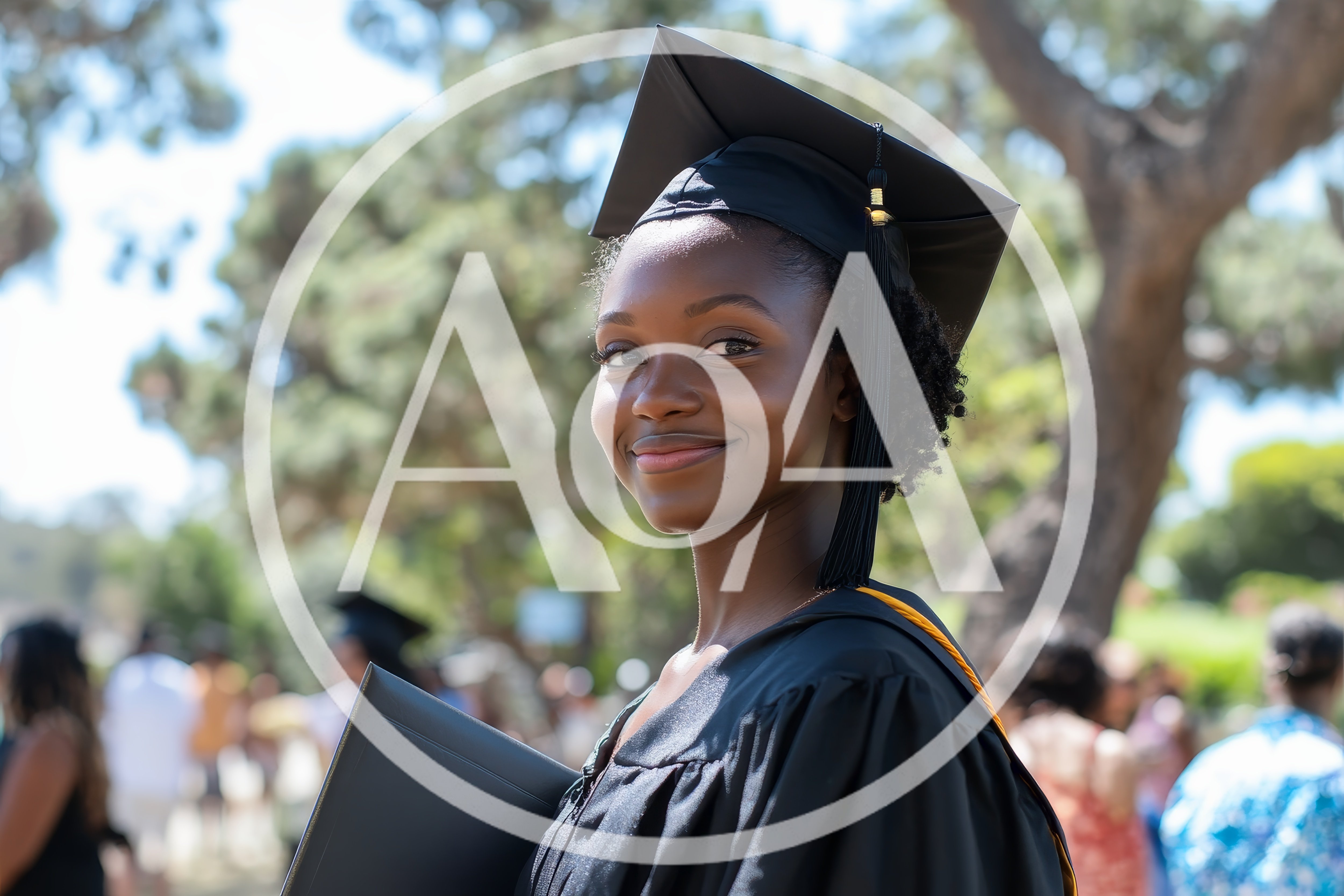 Young African American Woman Celebrating Graduation Outdoors