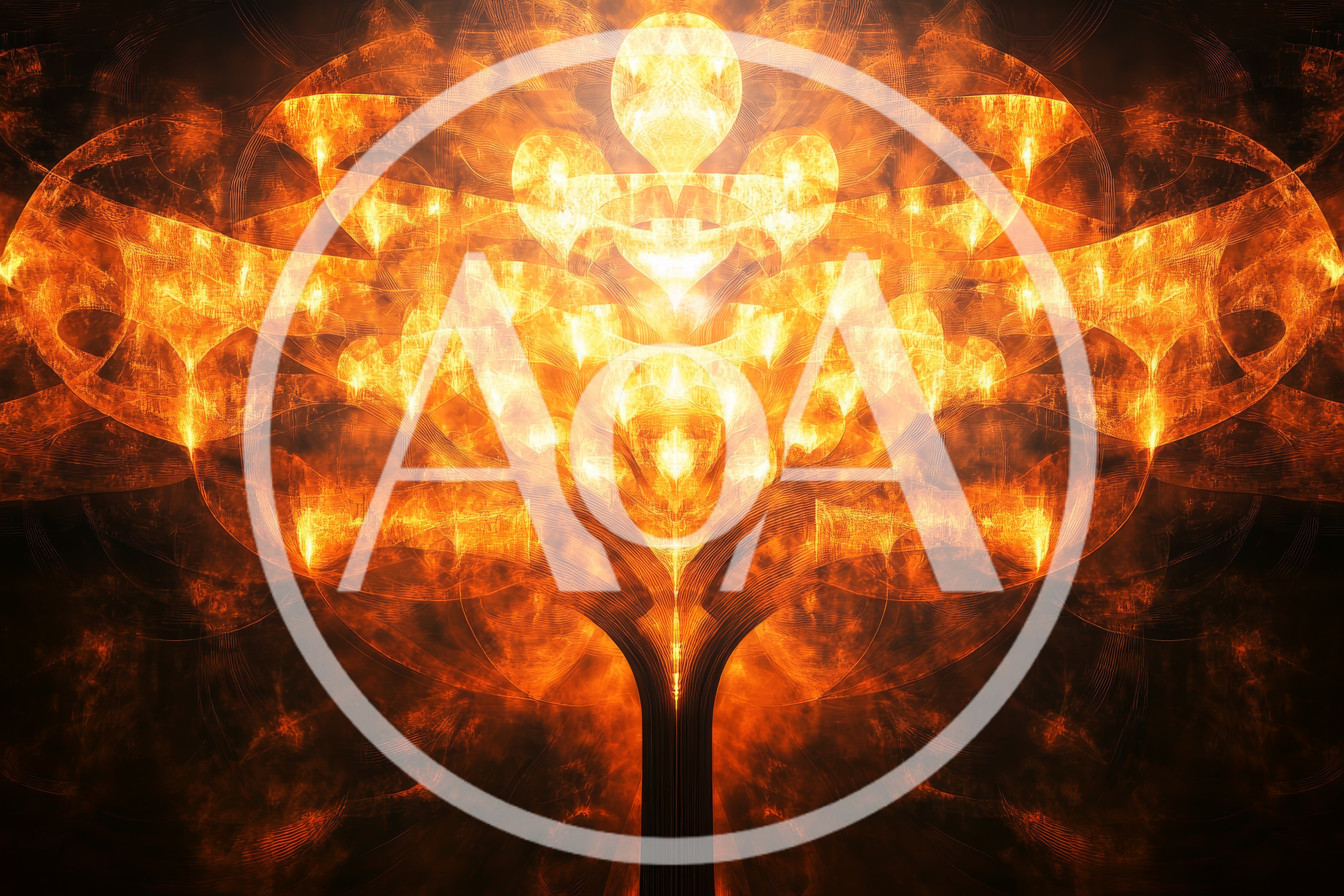 Abstract Fractal Tree Of Golden Fire Light