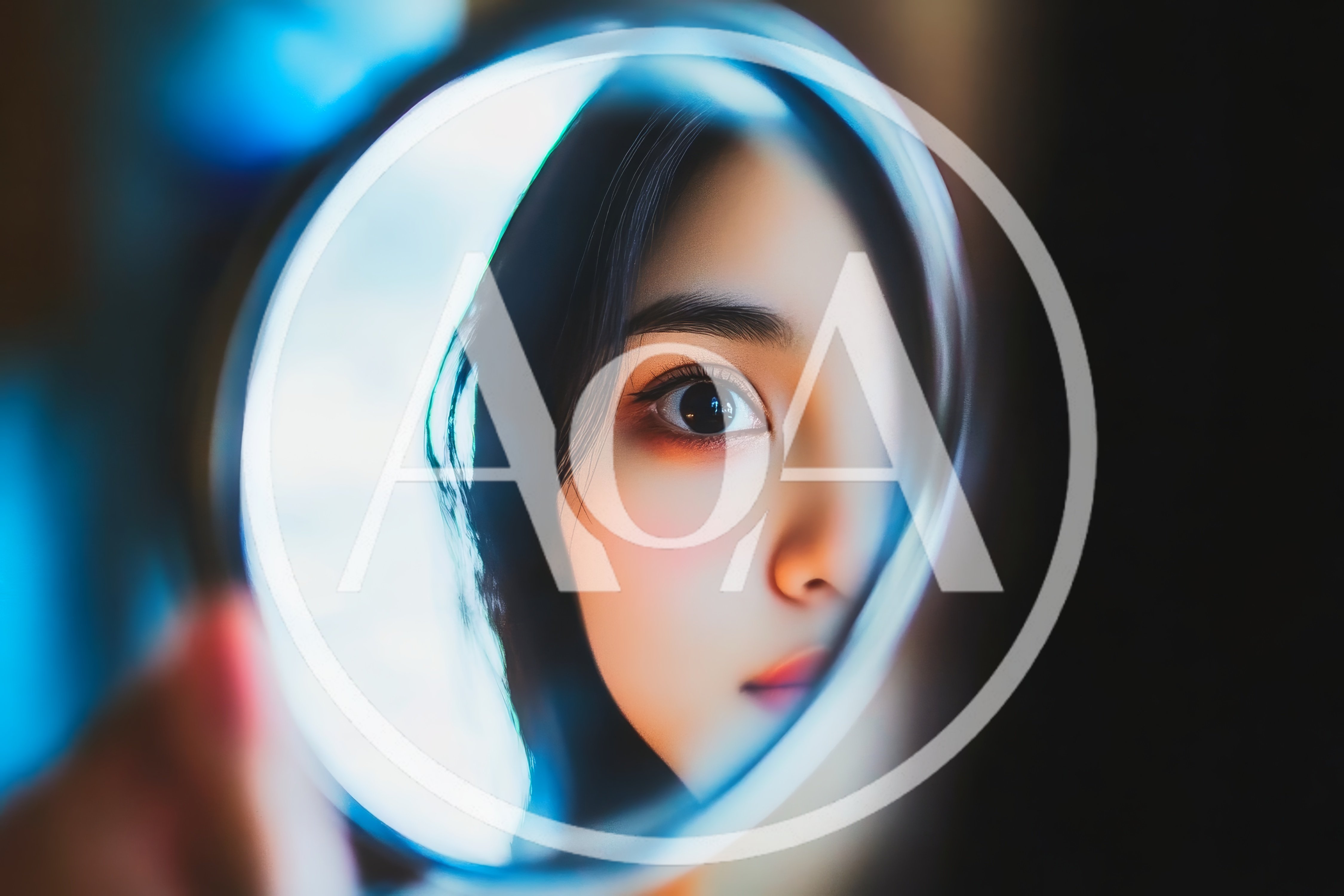 Close Up Of A Woman Looking Into A Mirror