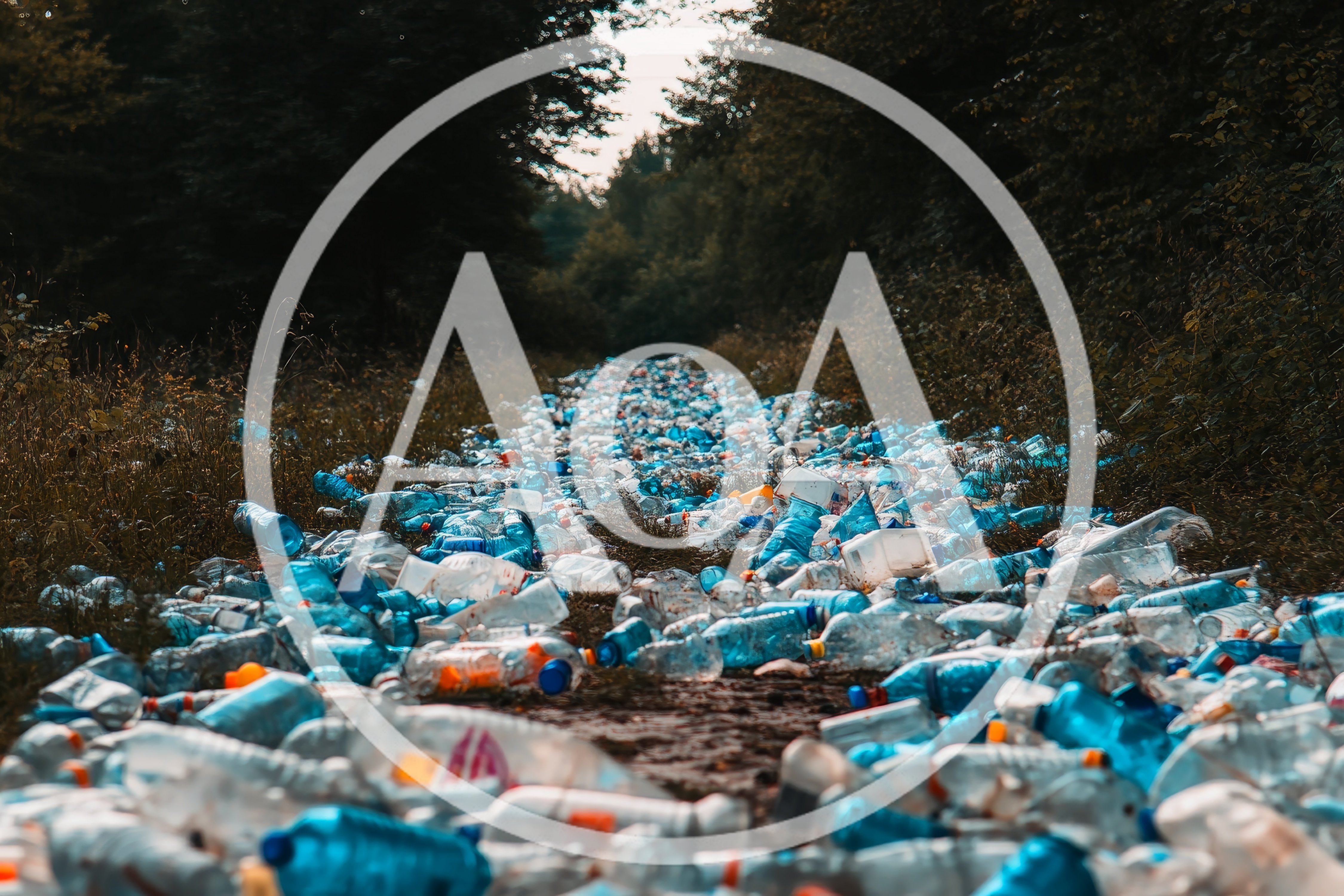 Plastic Bottles Littering A Forest Path