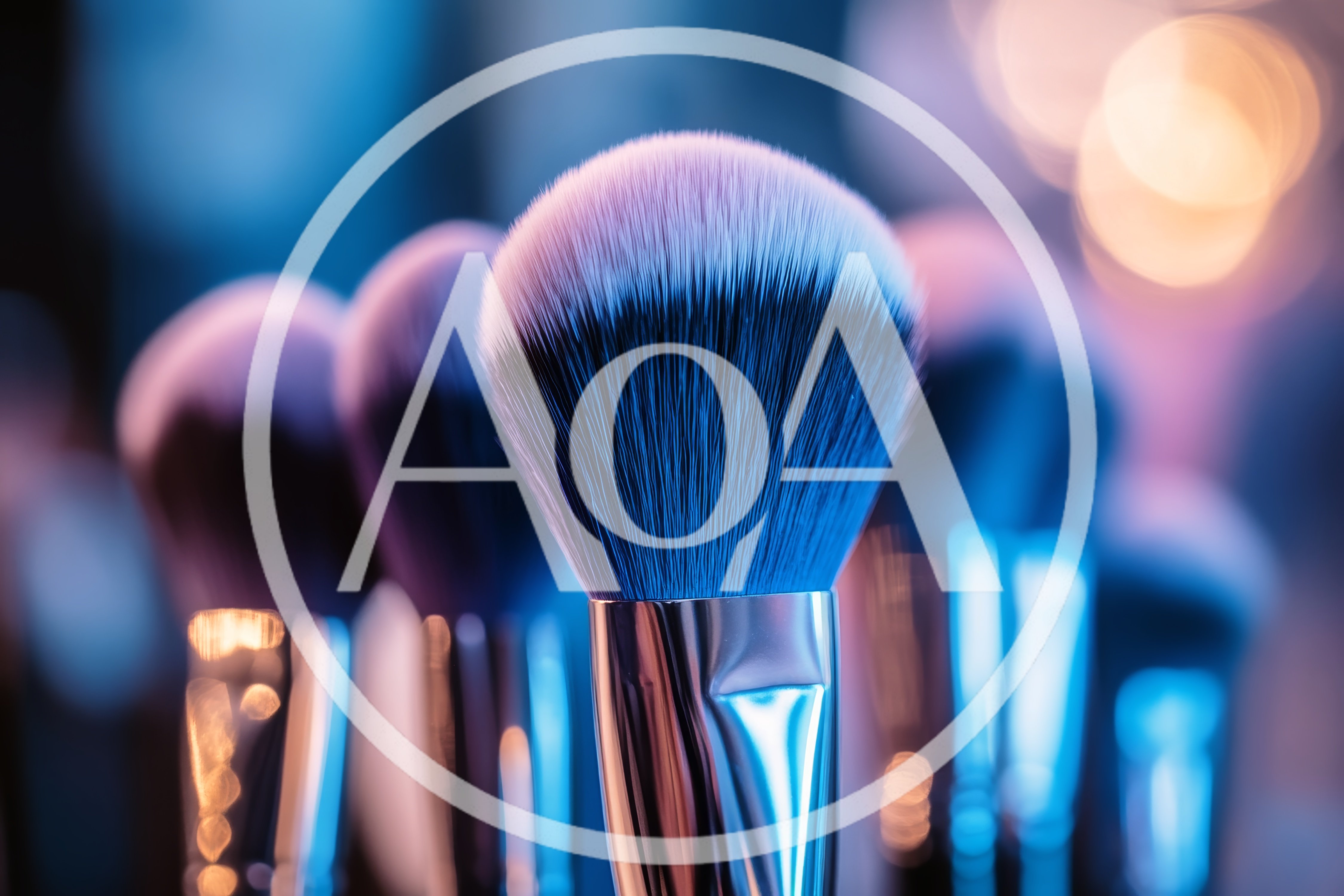 Professional Makeup Brushes With Vibrant Neon Lighting