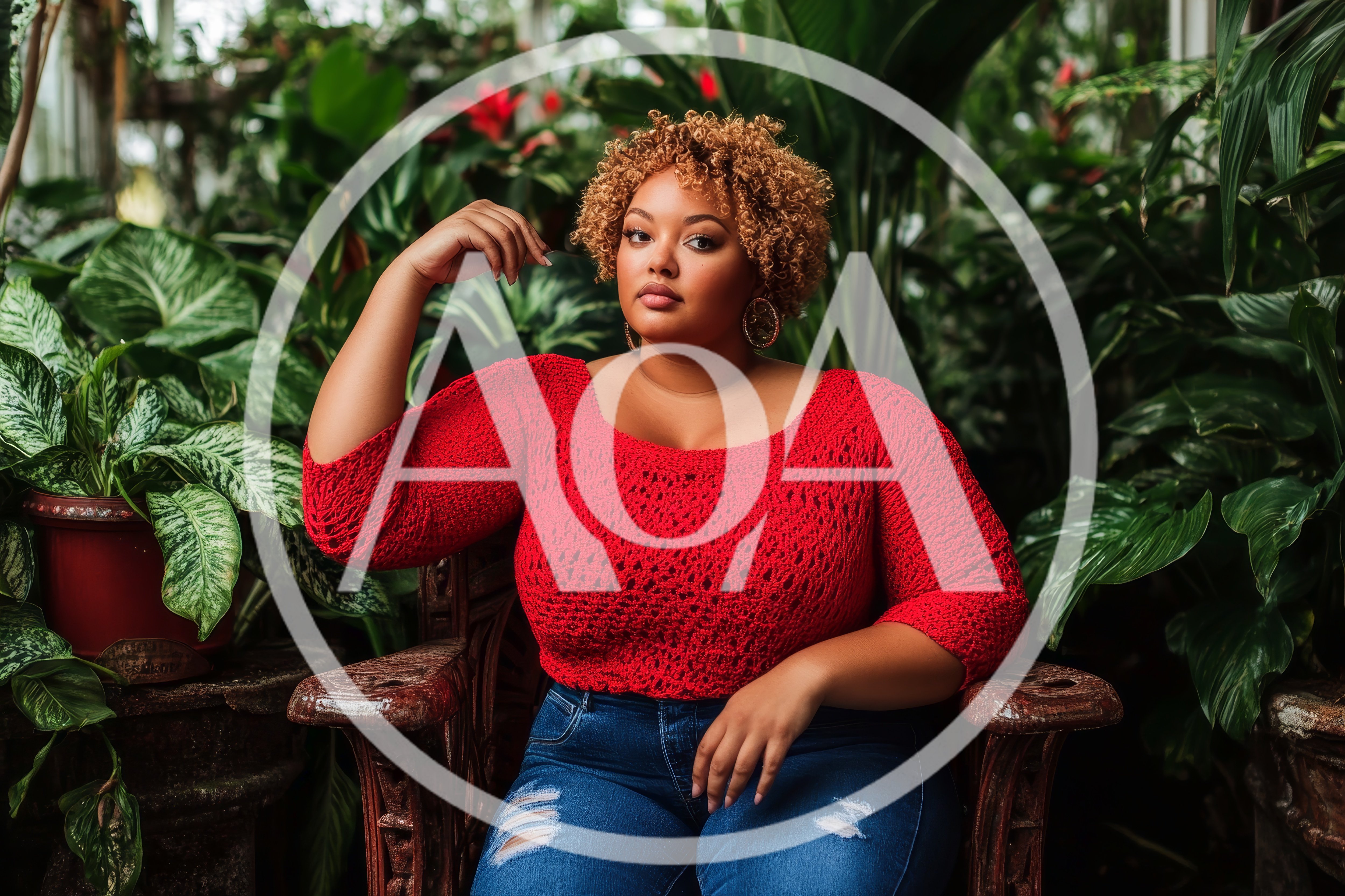 Portrait Of A Confident Woman In A Greenhouse