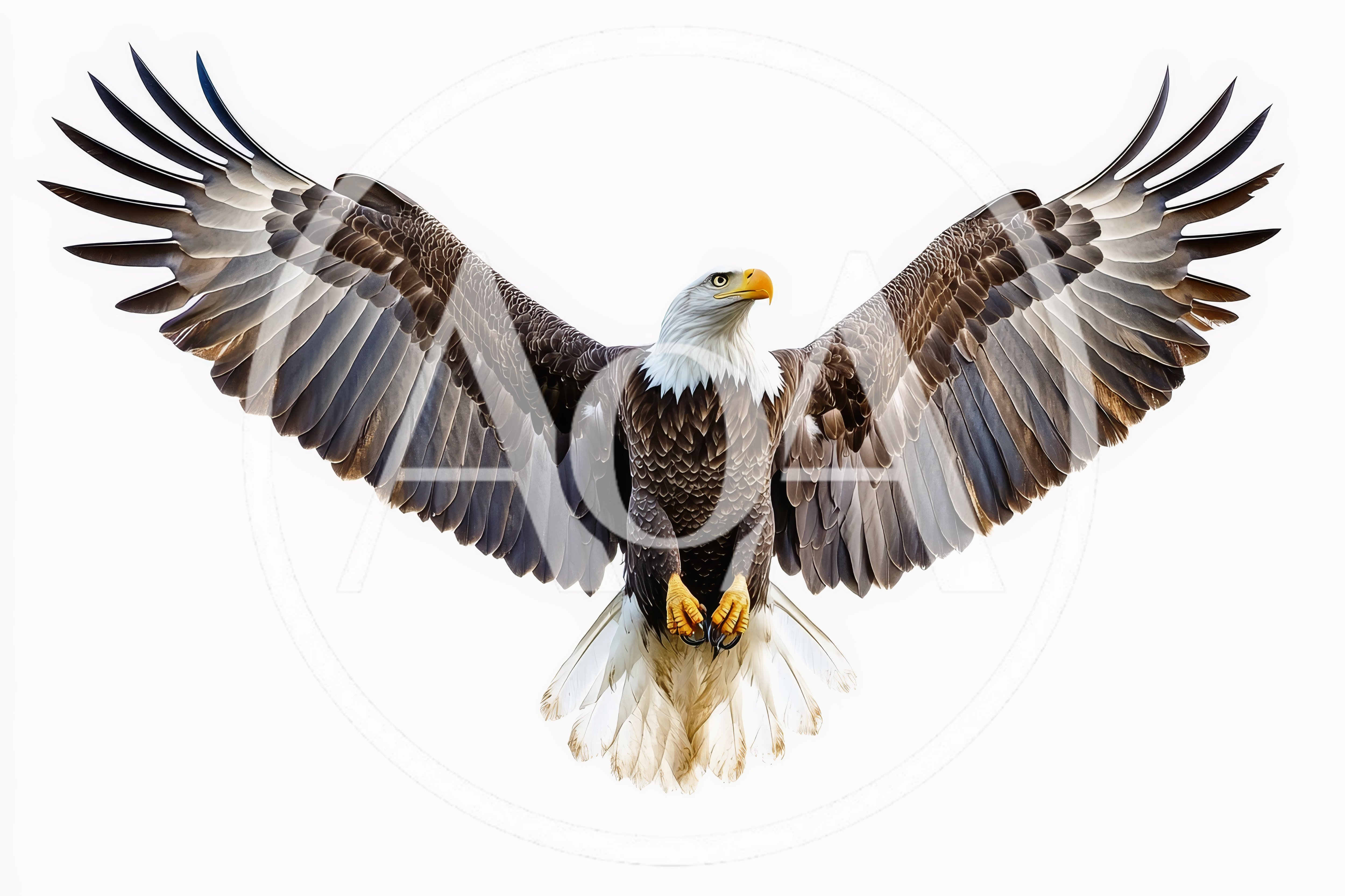 Majestic Bald Eagle Flying With Wings Spread Wide