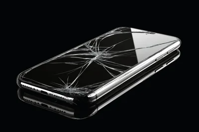 Broken Smartphone Screen On Black Background