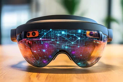 Augmented Reality Headset Displaying Digital Network Data