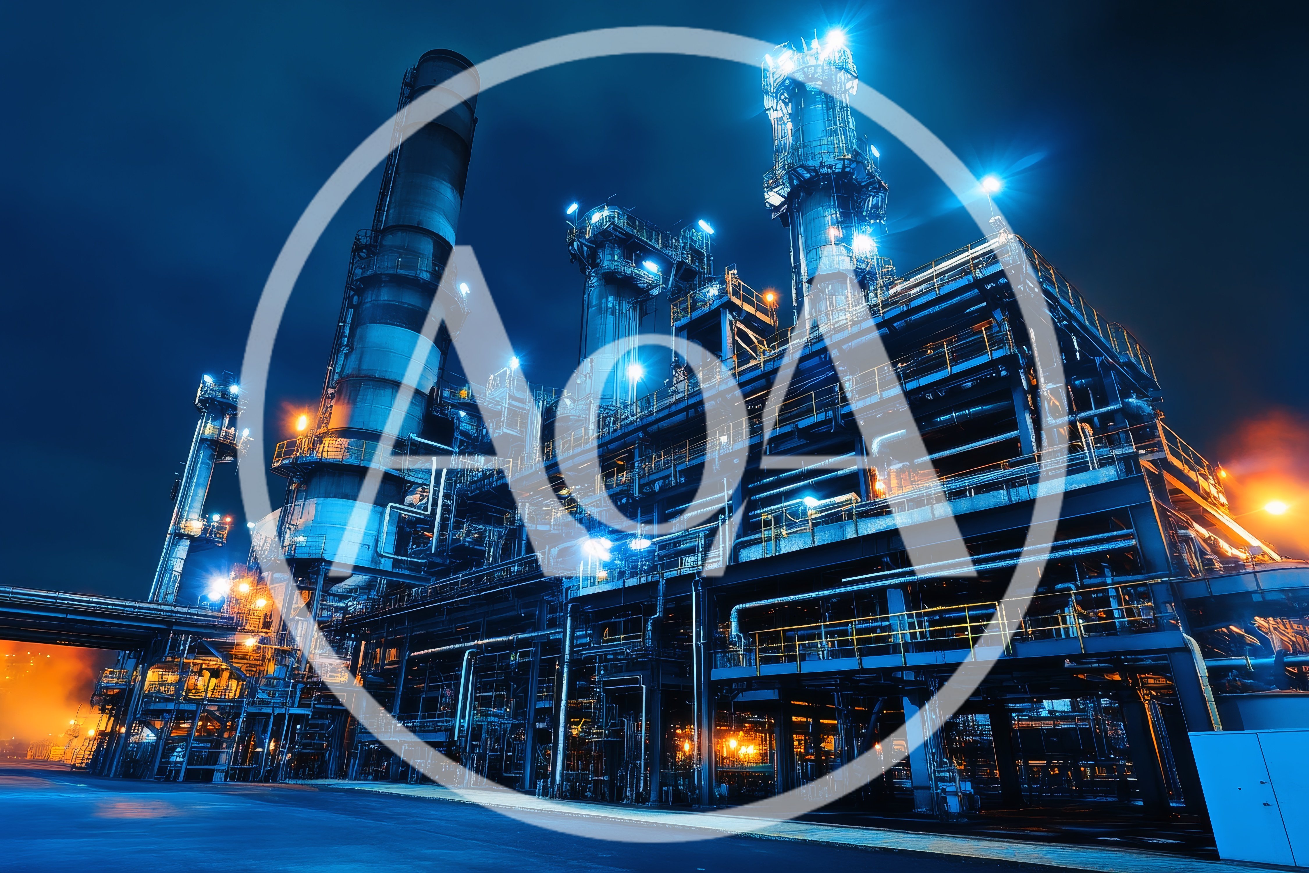Industrial Oil Refinery Plant At Night