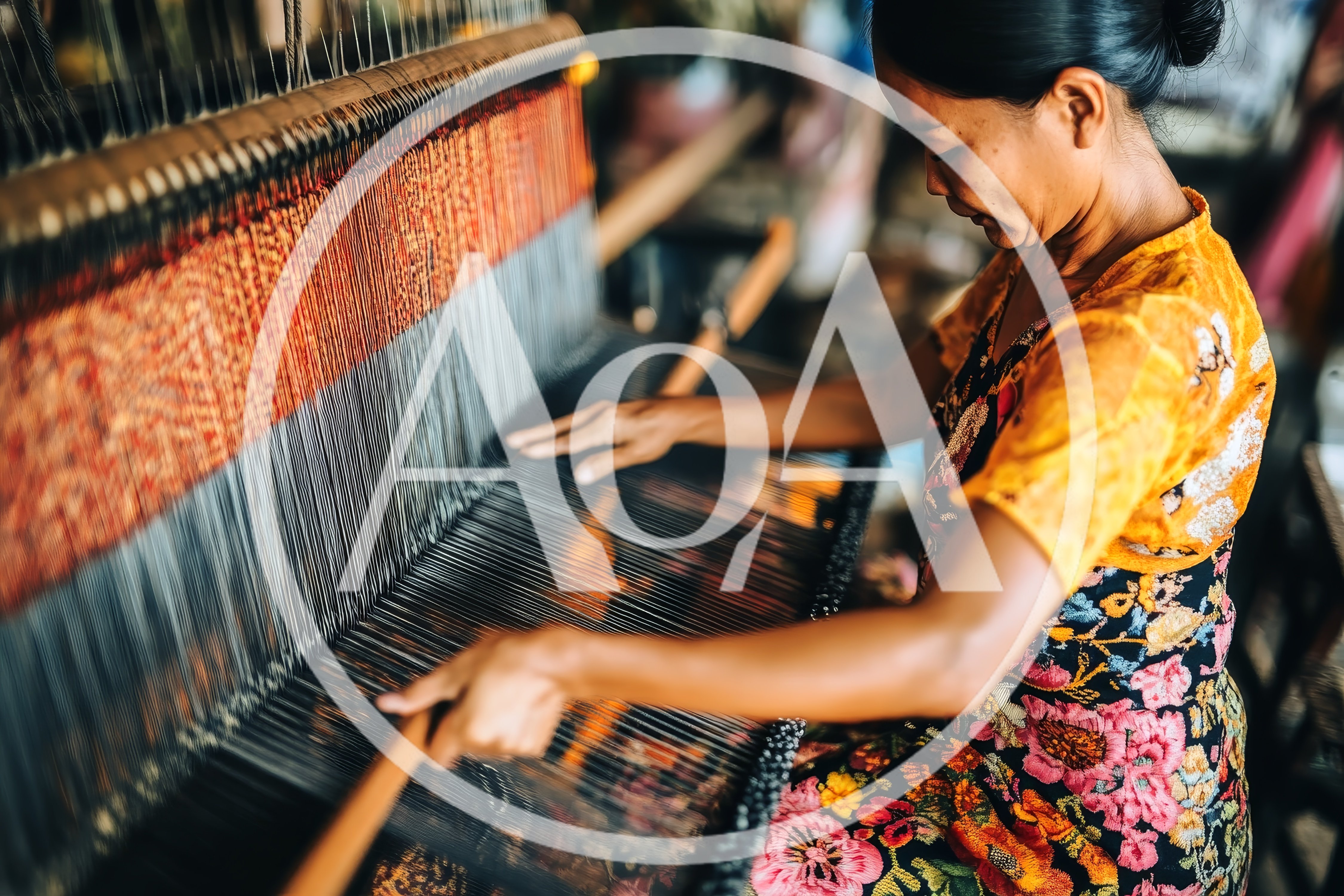 Artisan Weaver Working On A Traditional Handloom