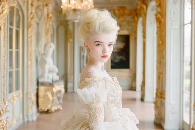Portrait Of A Young Woman In Rococo Style Dress
