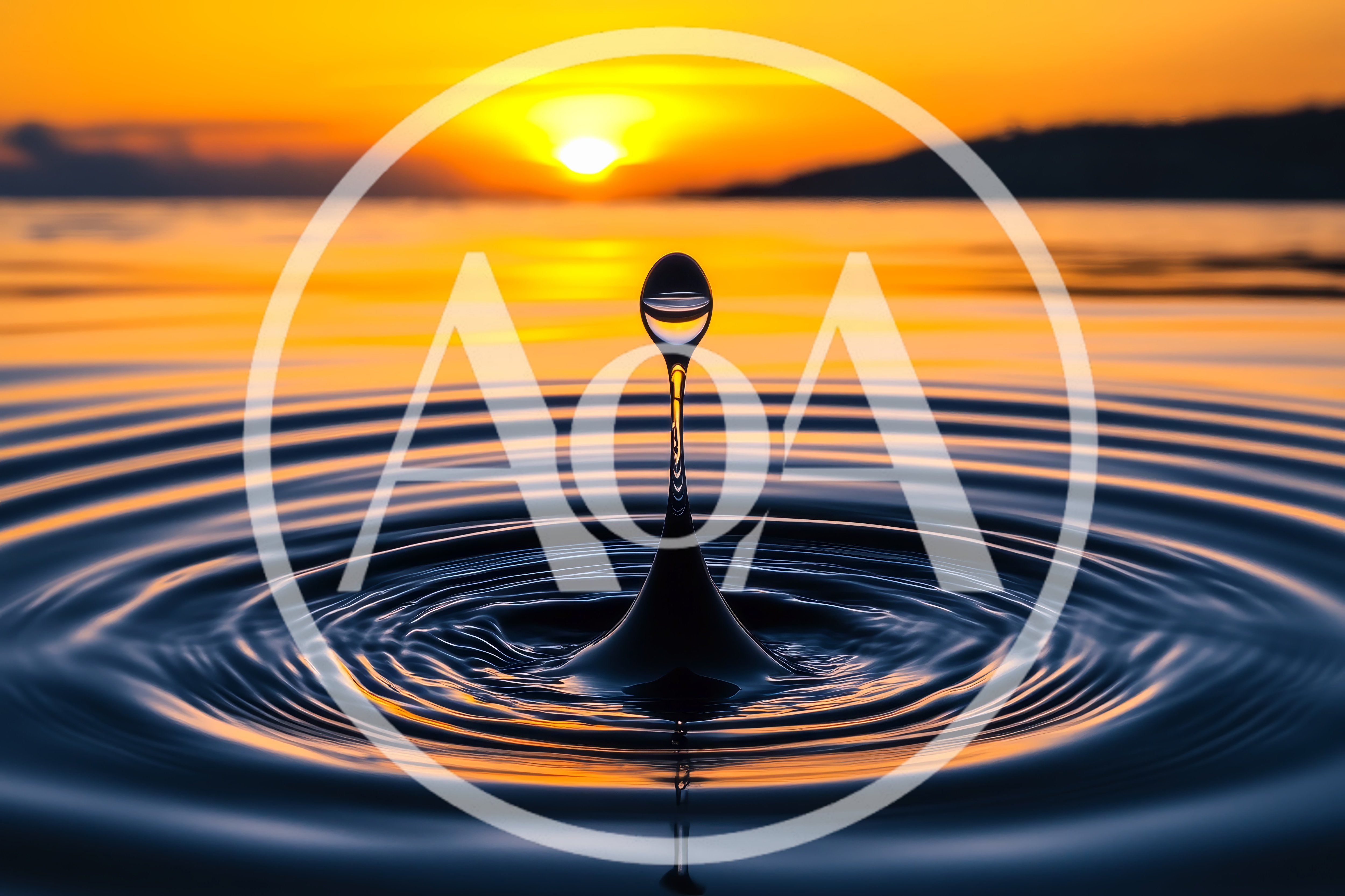 Water Drop Impact Creating Concentric Ripples At Sunset