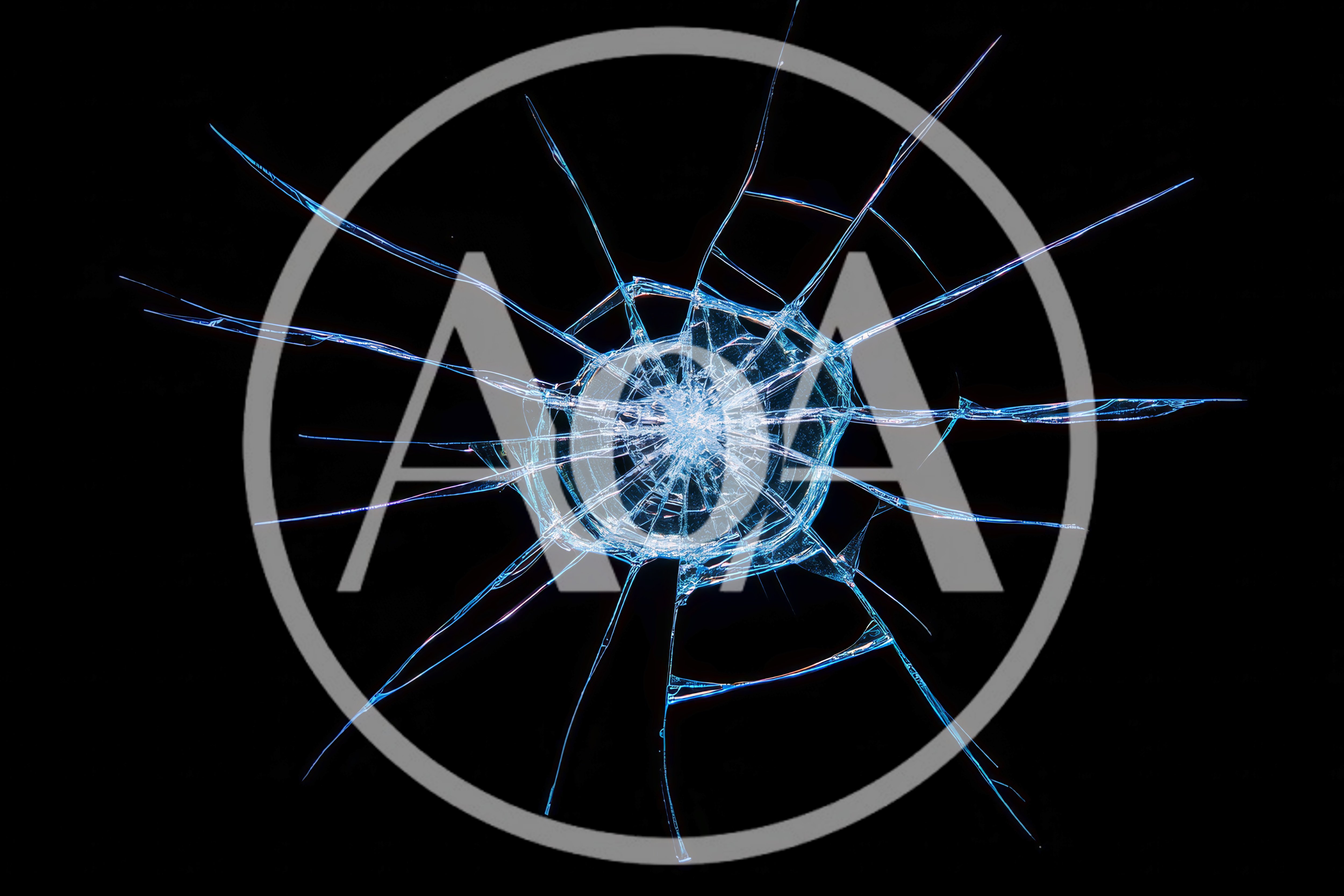 Shattered Glass Texture With Radial Cracks On Black Background