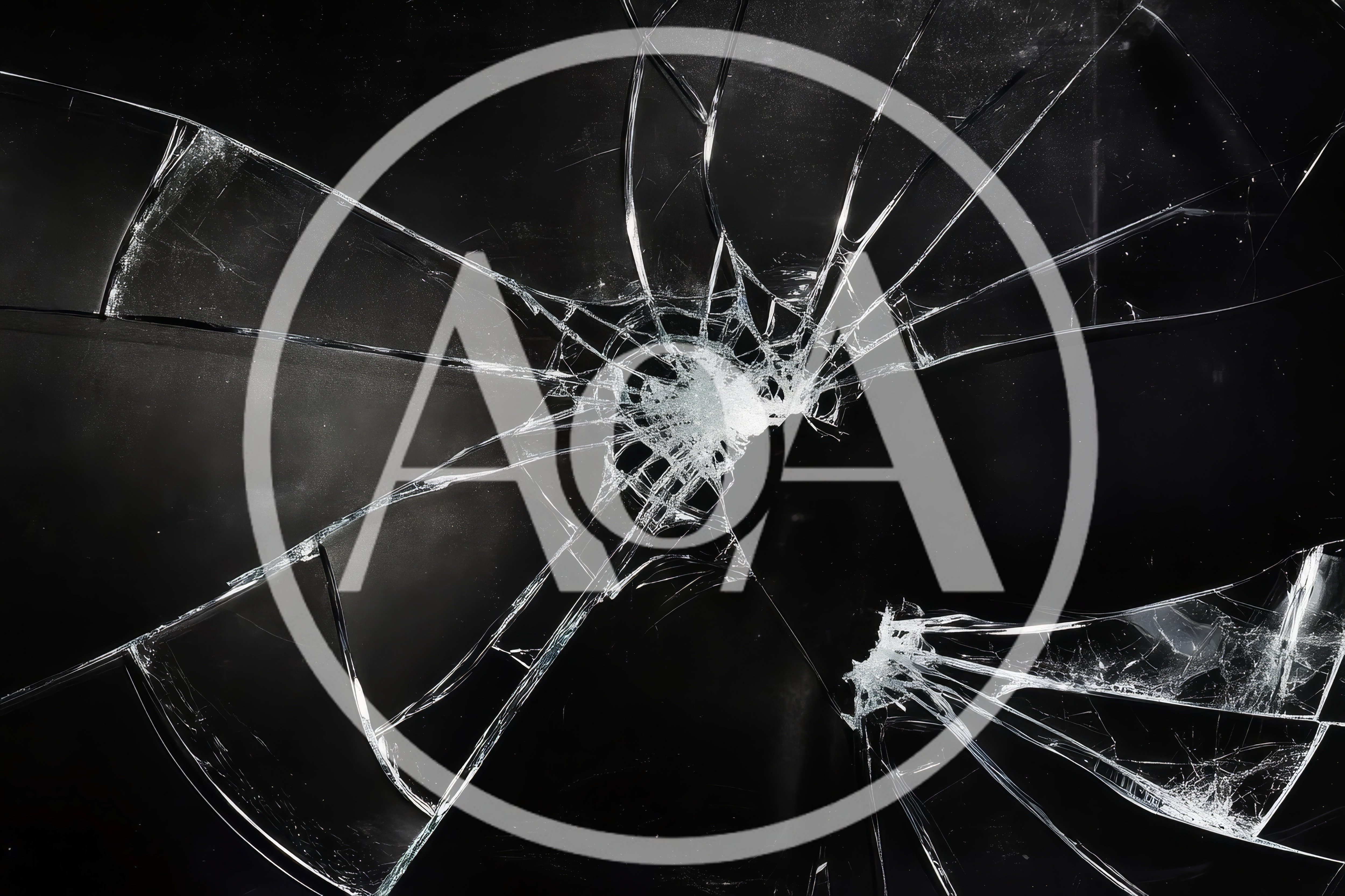 Shattered Glass Texture With Radial Cracks On Black Background