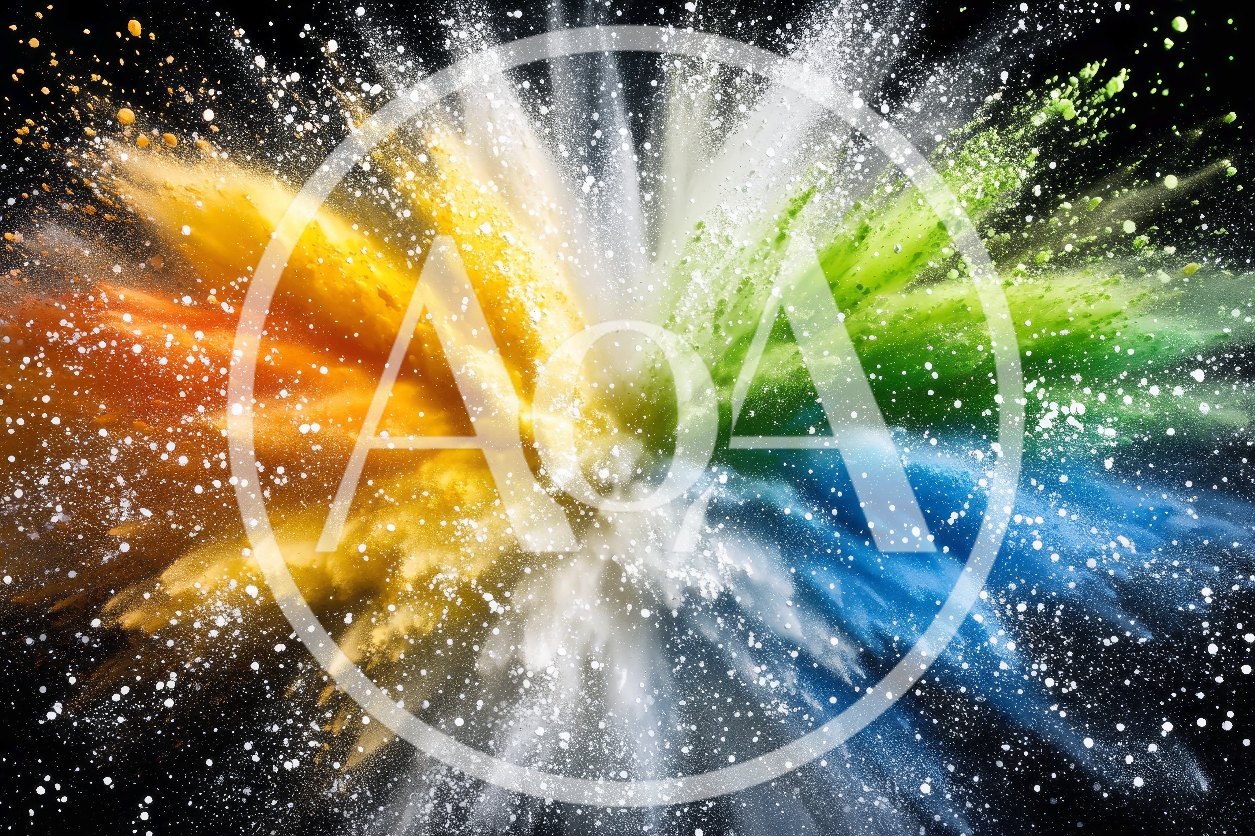 Vibrant Multi-Colored Powder Explosion Against Black Background