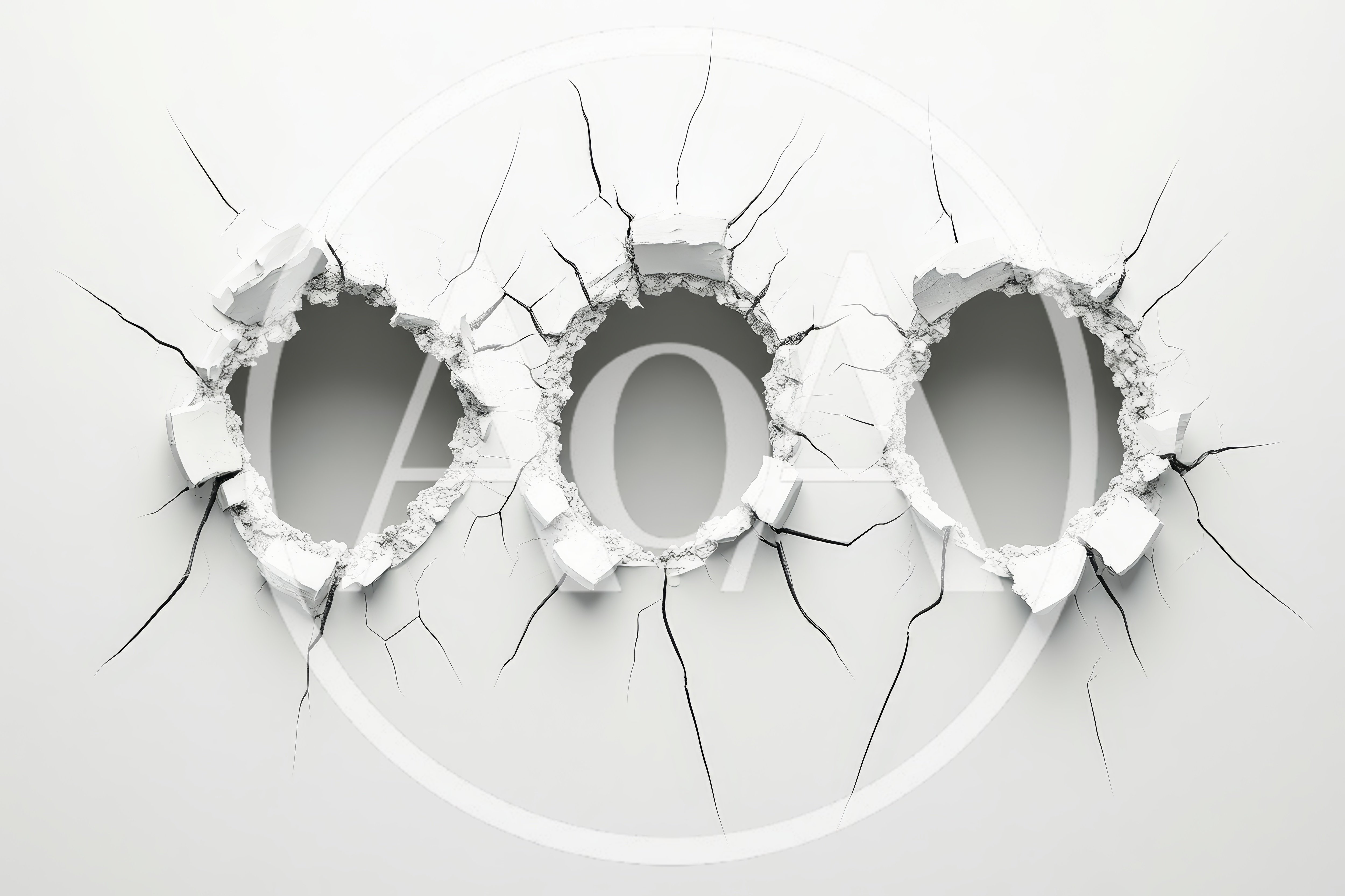 Three Circular Impact Holes In A White Wall