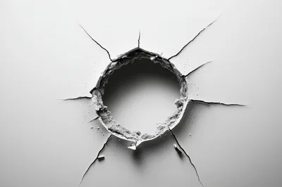 Large Circular Hole In A White Wall