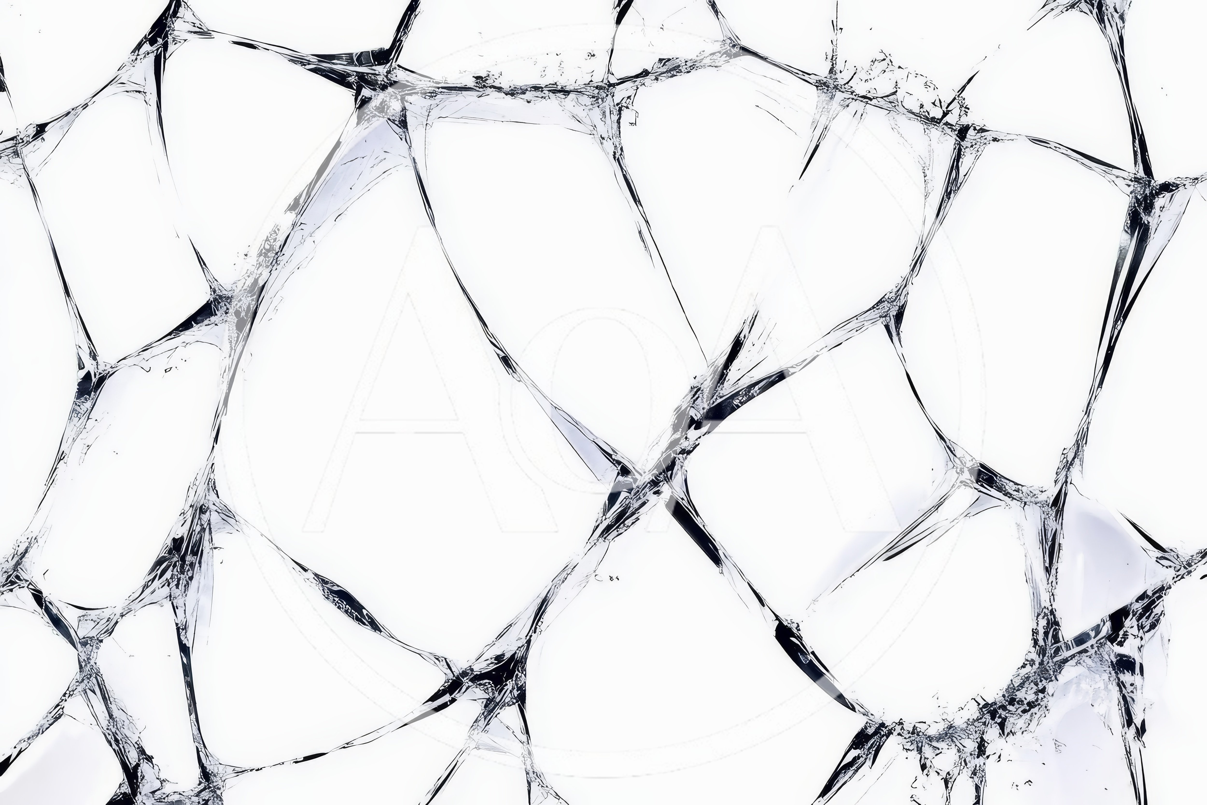 Shattered Glass Texture With Cracks On White Background