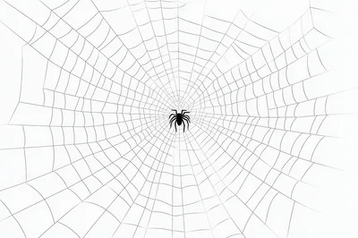 Black Spider Sitting In The Center Of A Web