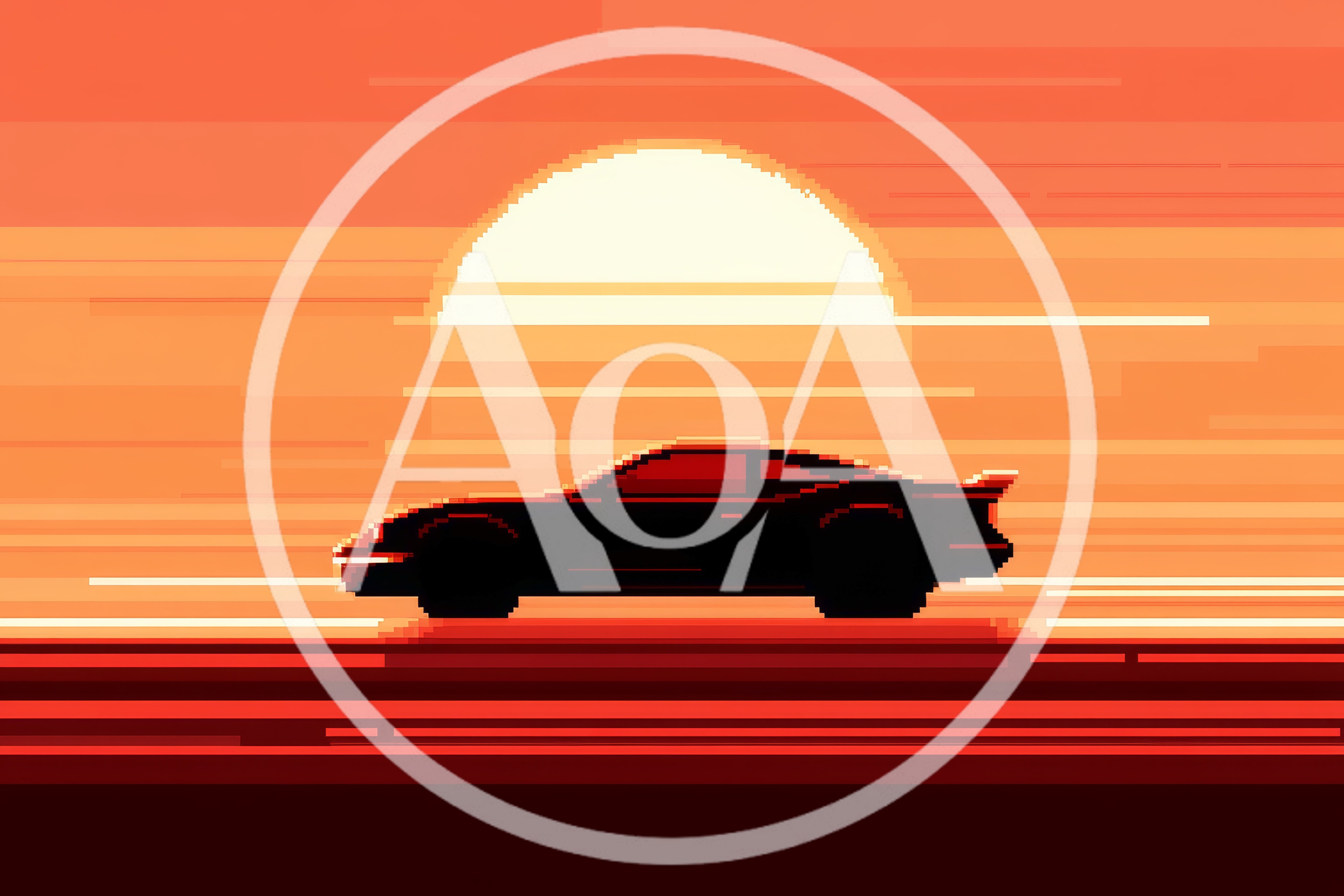 Pixel Art Sports Car Driving Into Sunset