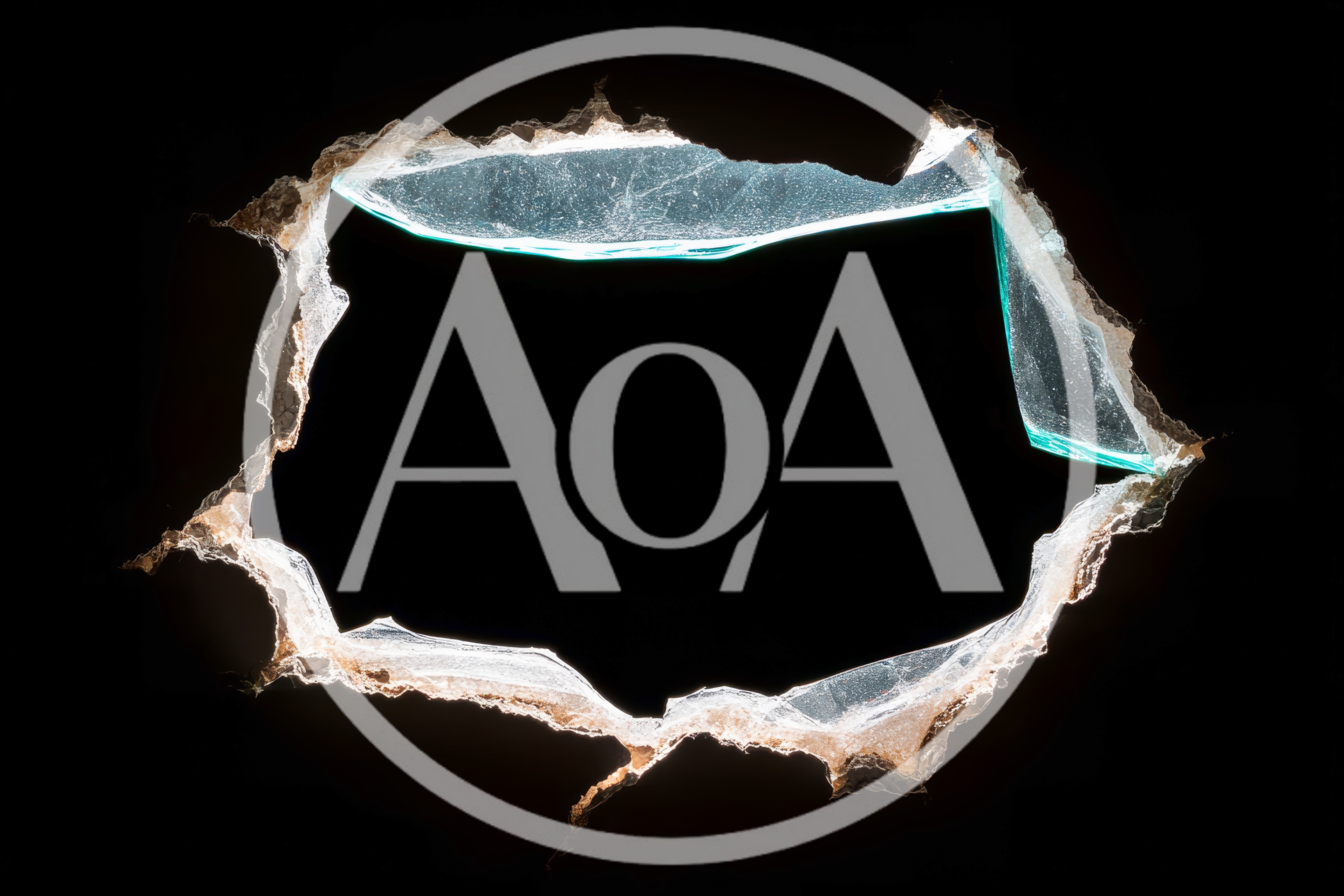 Broken Glass Hole In A Dark Wall