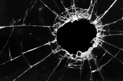 Shattered Glass Pane With Large Central Hole