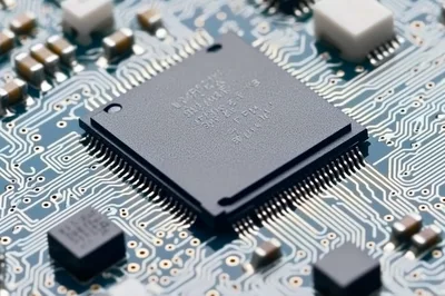 Close Up Of Integrated Circuit On Printed Circuit Board