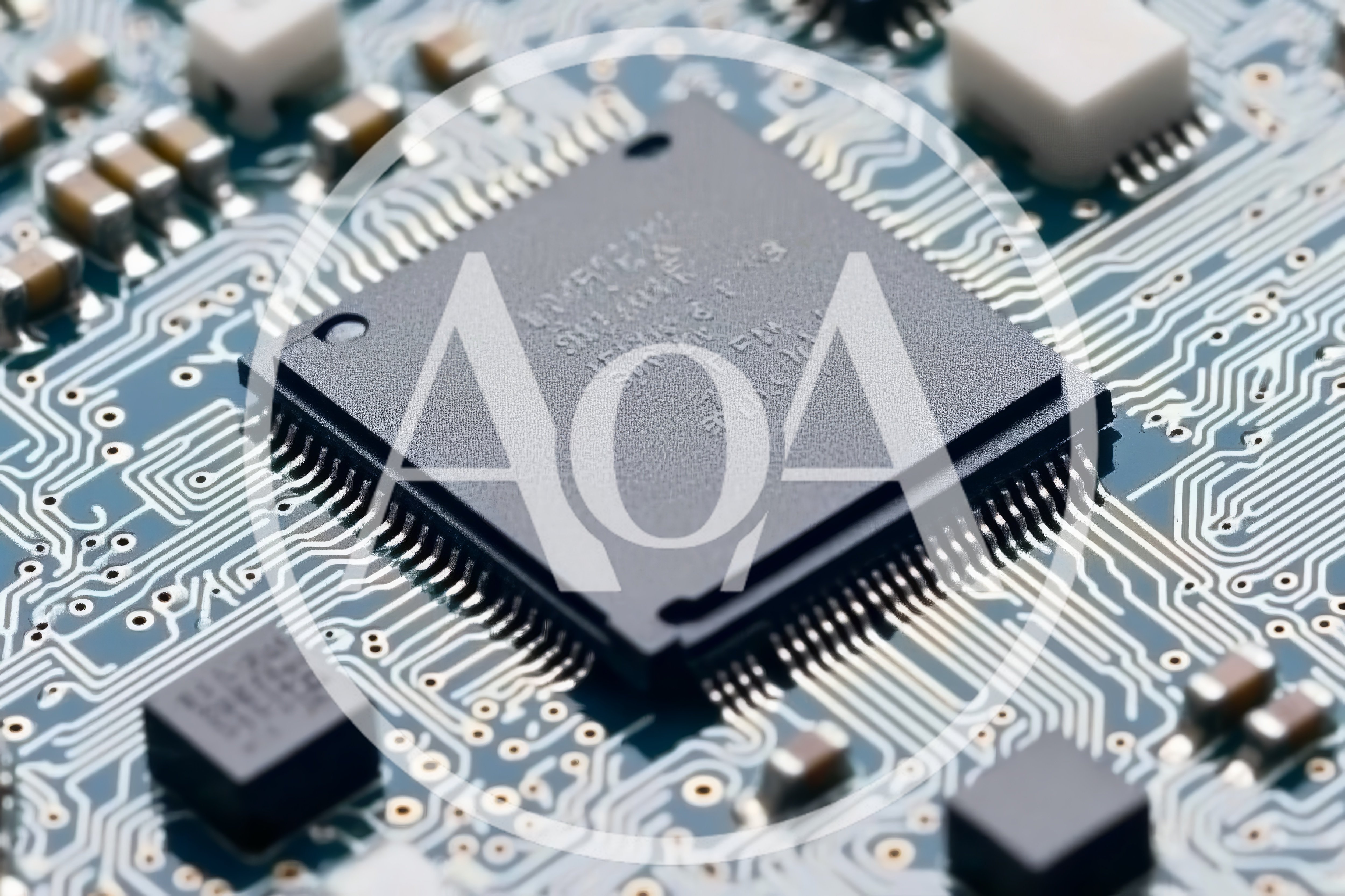 Close Up Of Integrated Circuit On Printed Circuit Board