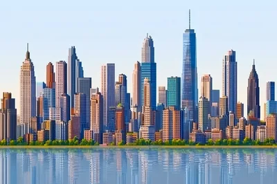 Digital Illustration Of A Modern City Skyline