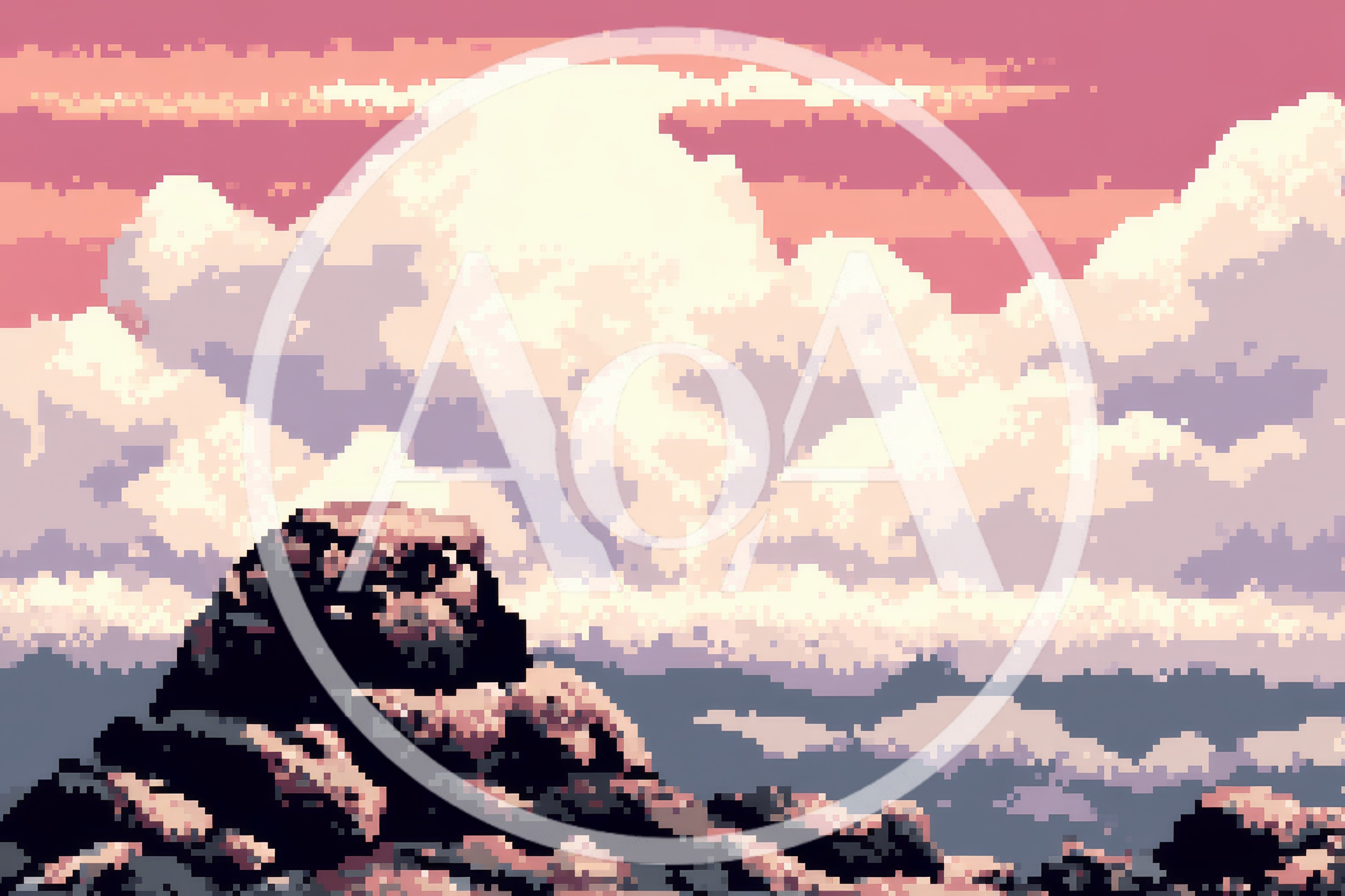 Pixel Art Landscape Featuring Rocky Outcrop And Clouds
