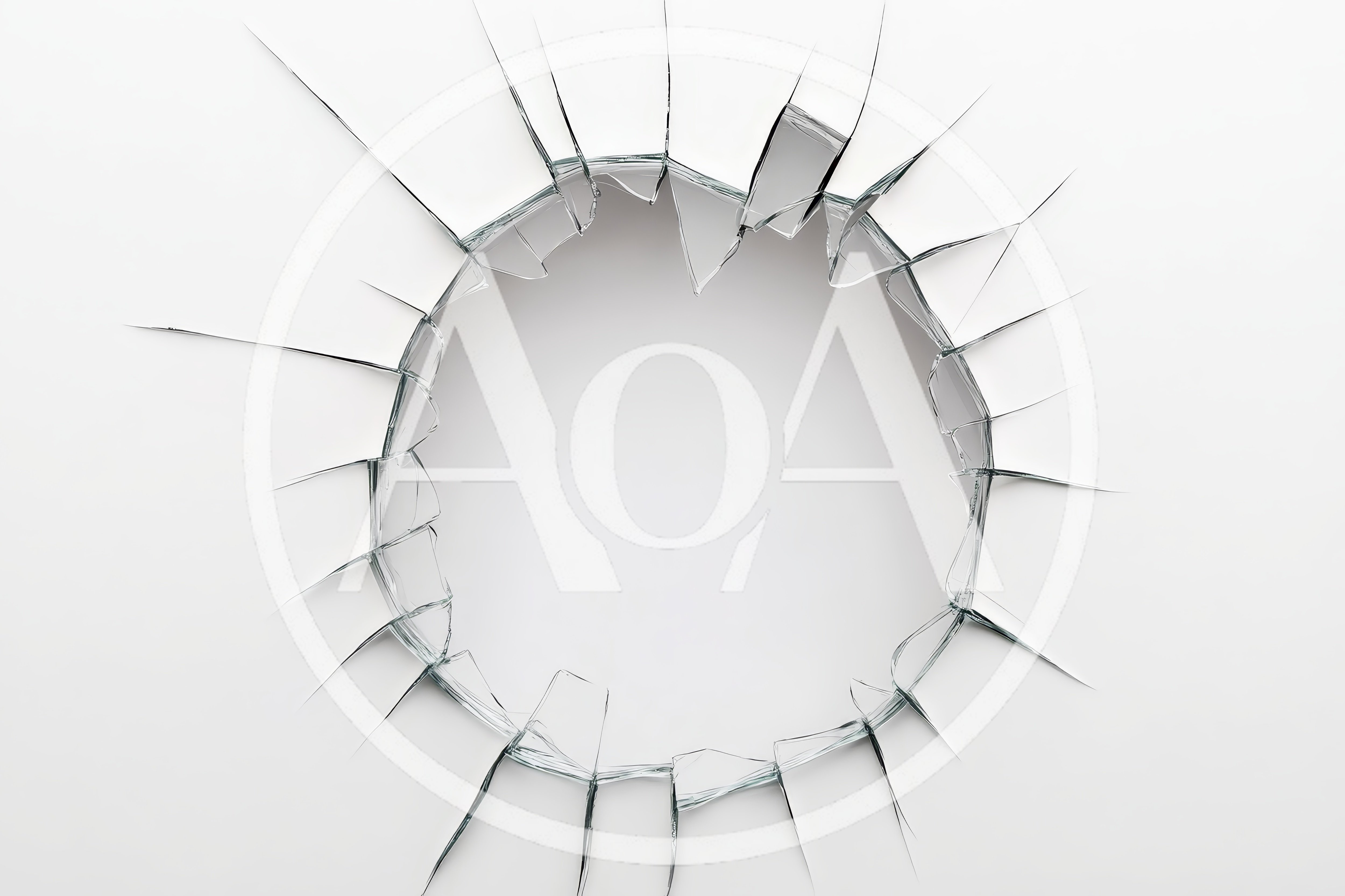Circular Shattered Glass Hole On White Background