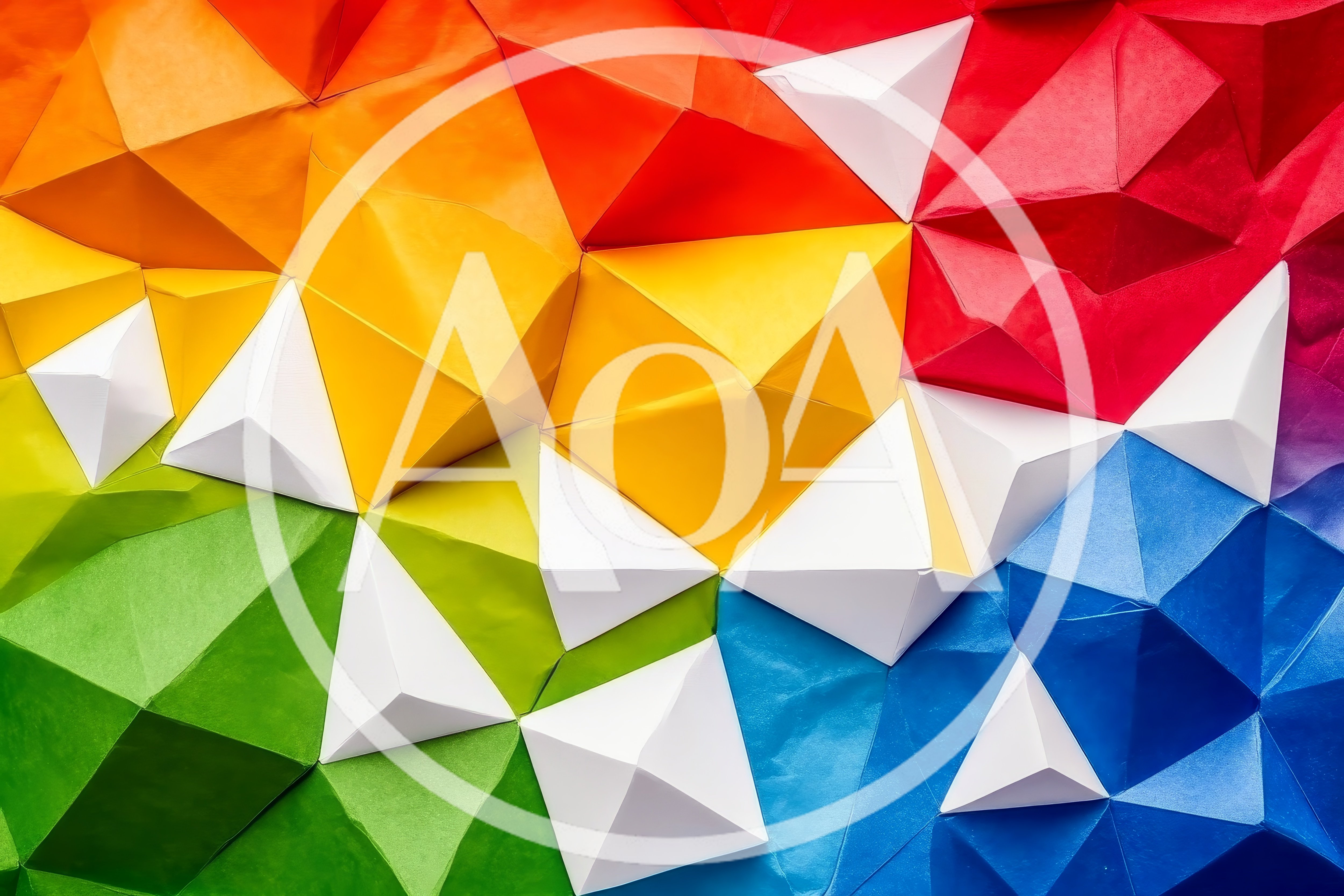 Abstract Geometric Paper Sculpture With Vibrant Rainbow Colors