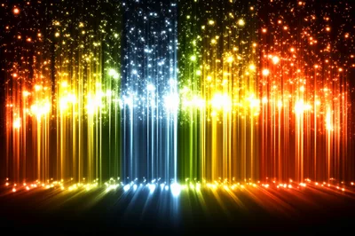 Abstract Rainbow Light Curtain With Glowing Particles
