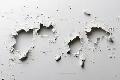 White Wall Surface With Multiple Bullet Impact Holes