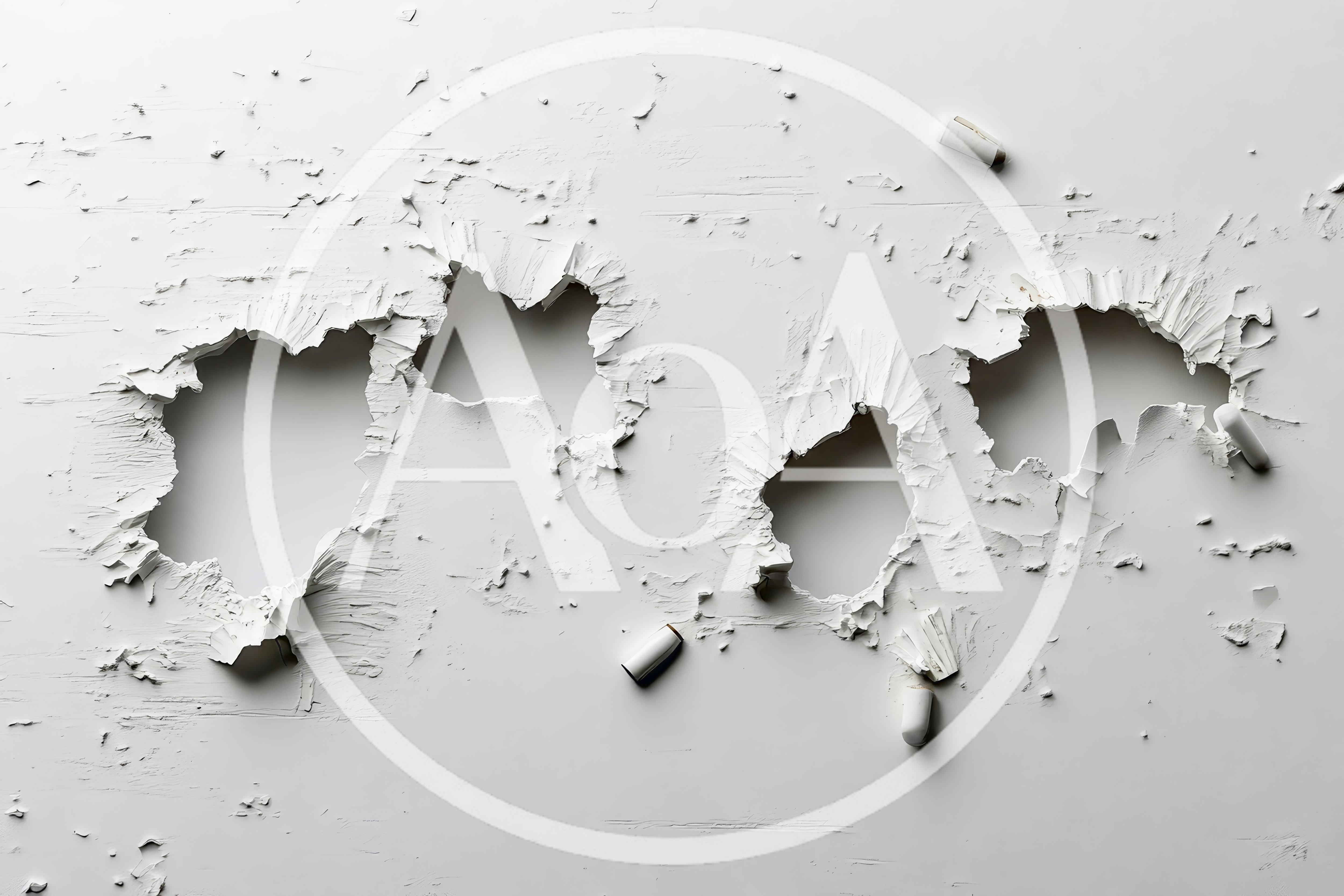 White Wall Surface With Multiple Bullet Impact Holes
