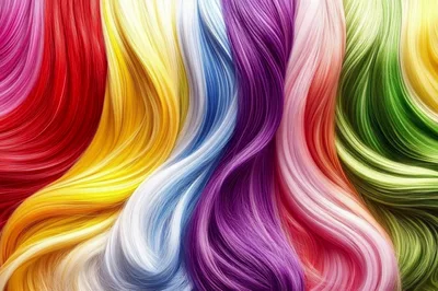 Abstract Background Of Vibrant Multi Colored Wavy Hair