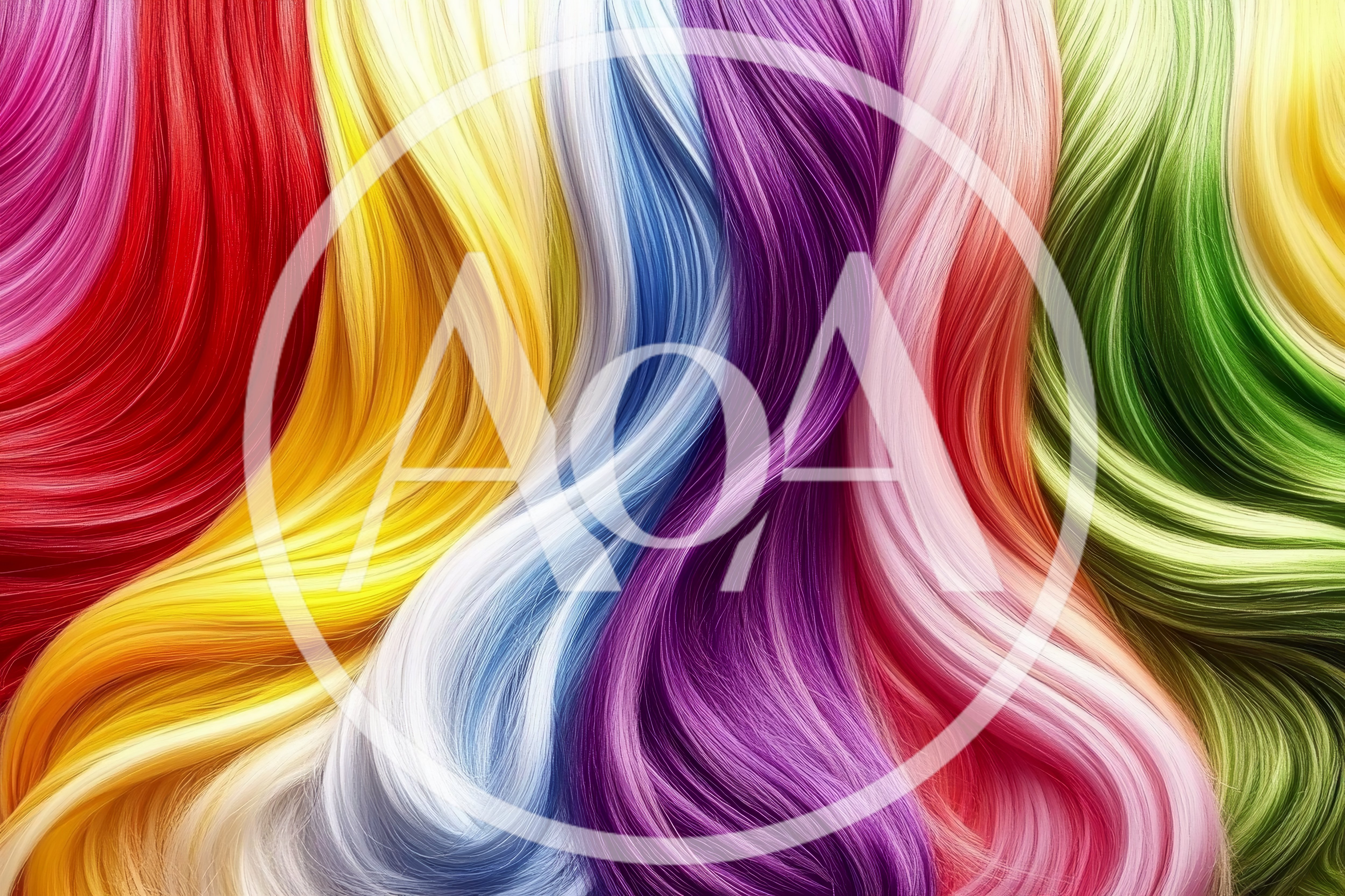 Abstract Background Of Vibrant Multi Colored Wavy Hair