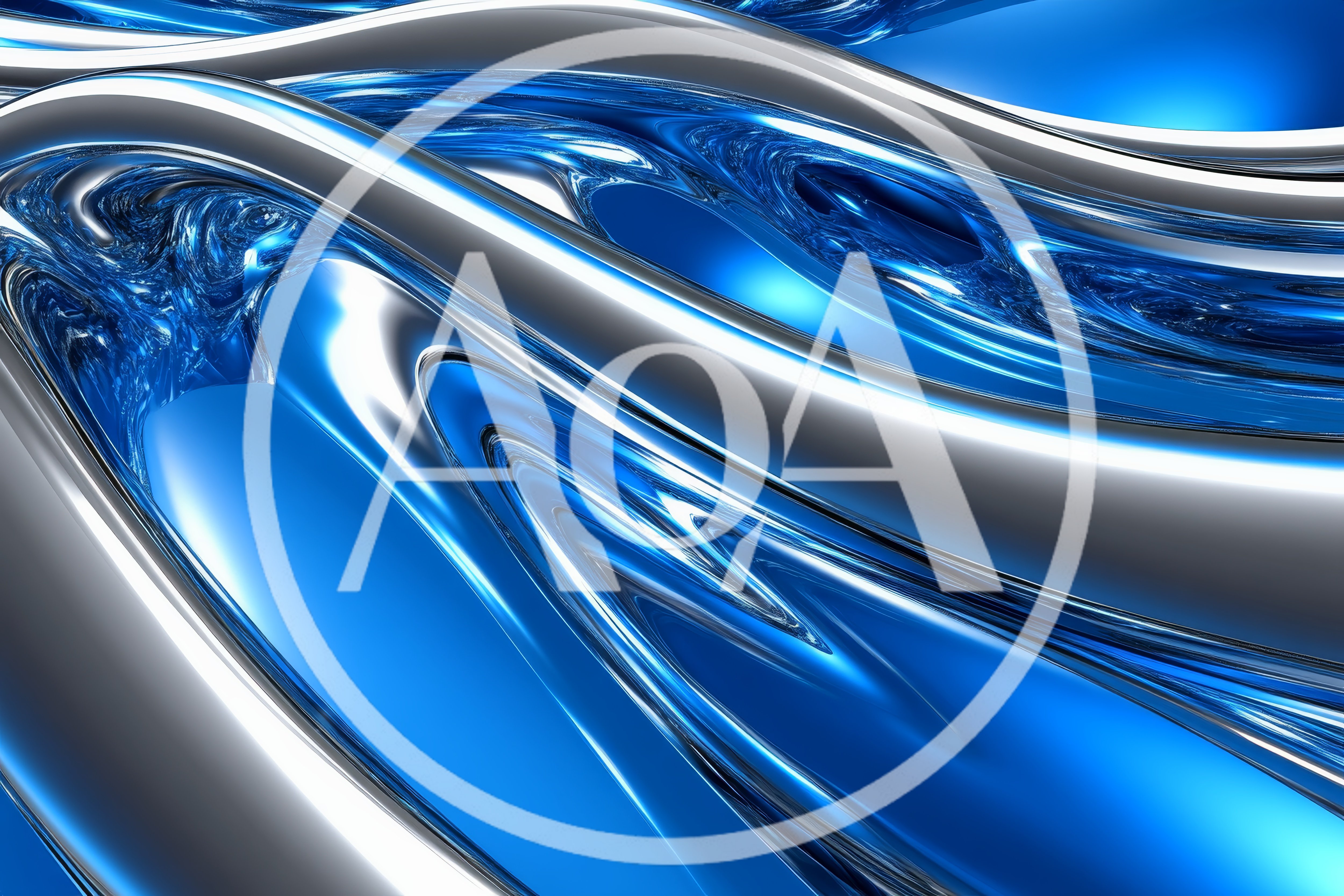 Abstract Liquid Metal Waves In Blue And Silver