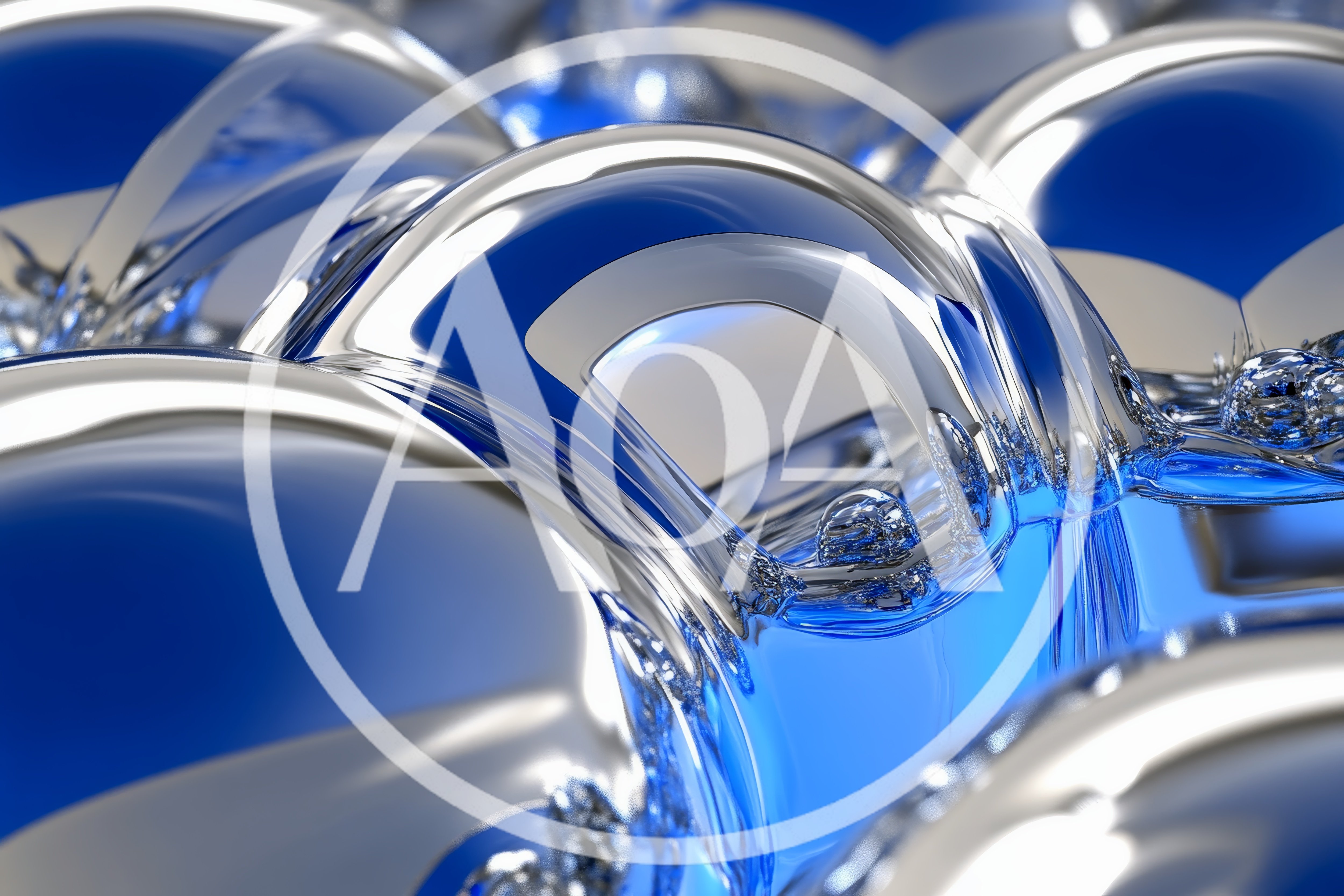 Abstract Metallic Liquid Surface With Blue Reflections