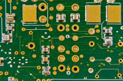 Macro View of Green Printed Circuit Board