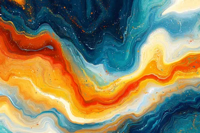 Abstract Fluid Acrylic Pour Painting With Vibrant Colors